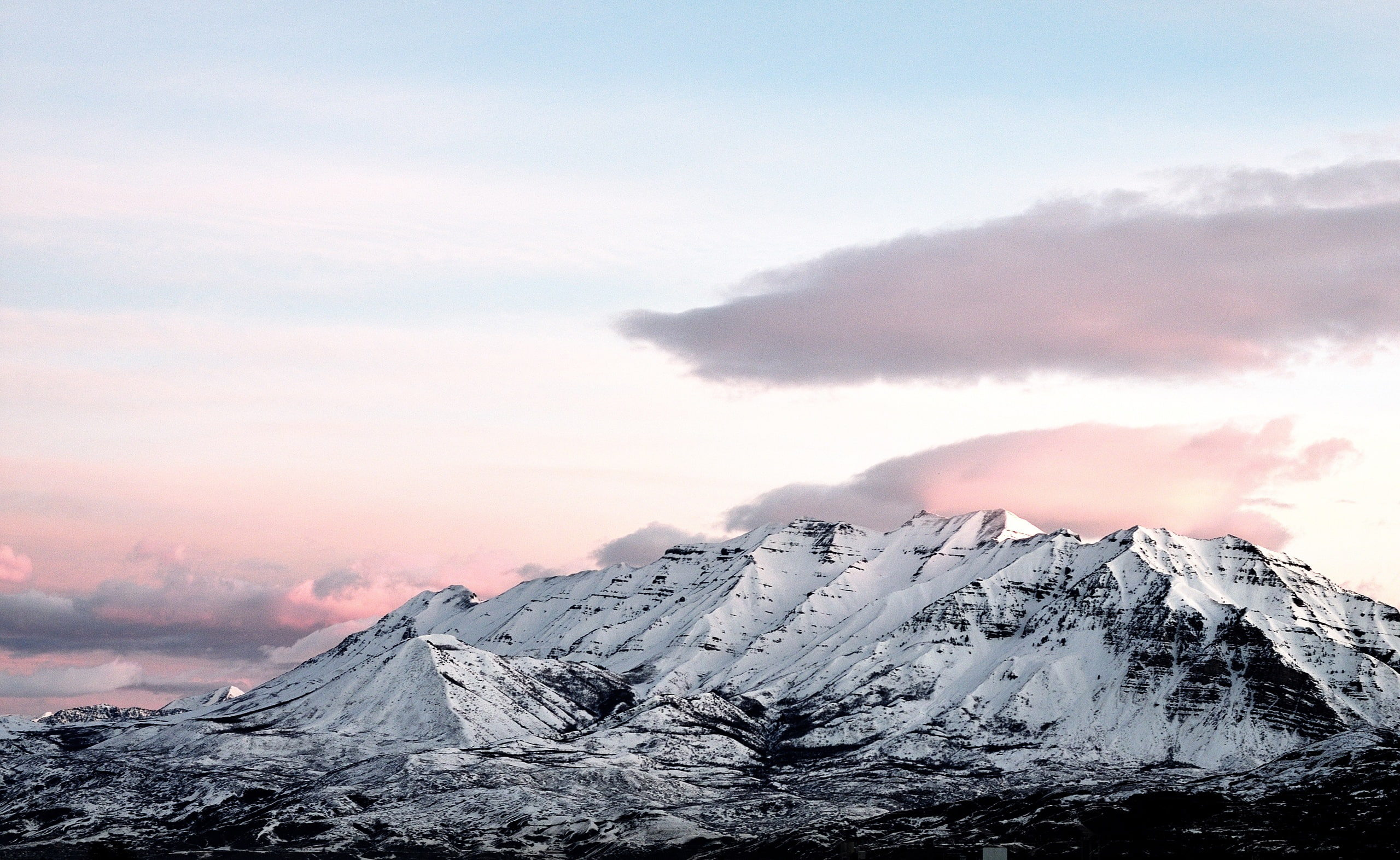 snow, gray, snowcapped mountain, sunset, no people, cloud - sky, United States, tranquil scene, cold temperature, tranquility, environment, non-urban scene, HD Wallpaper