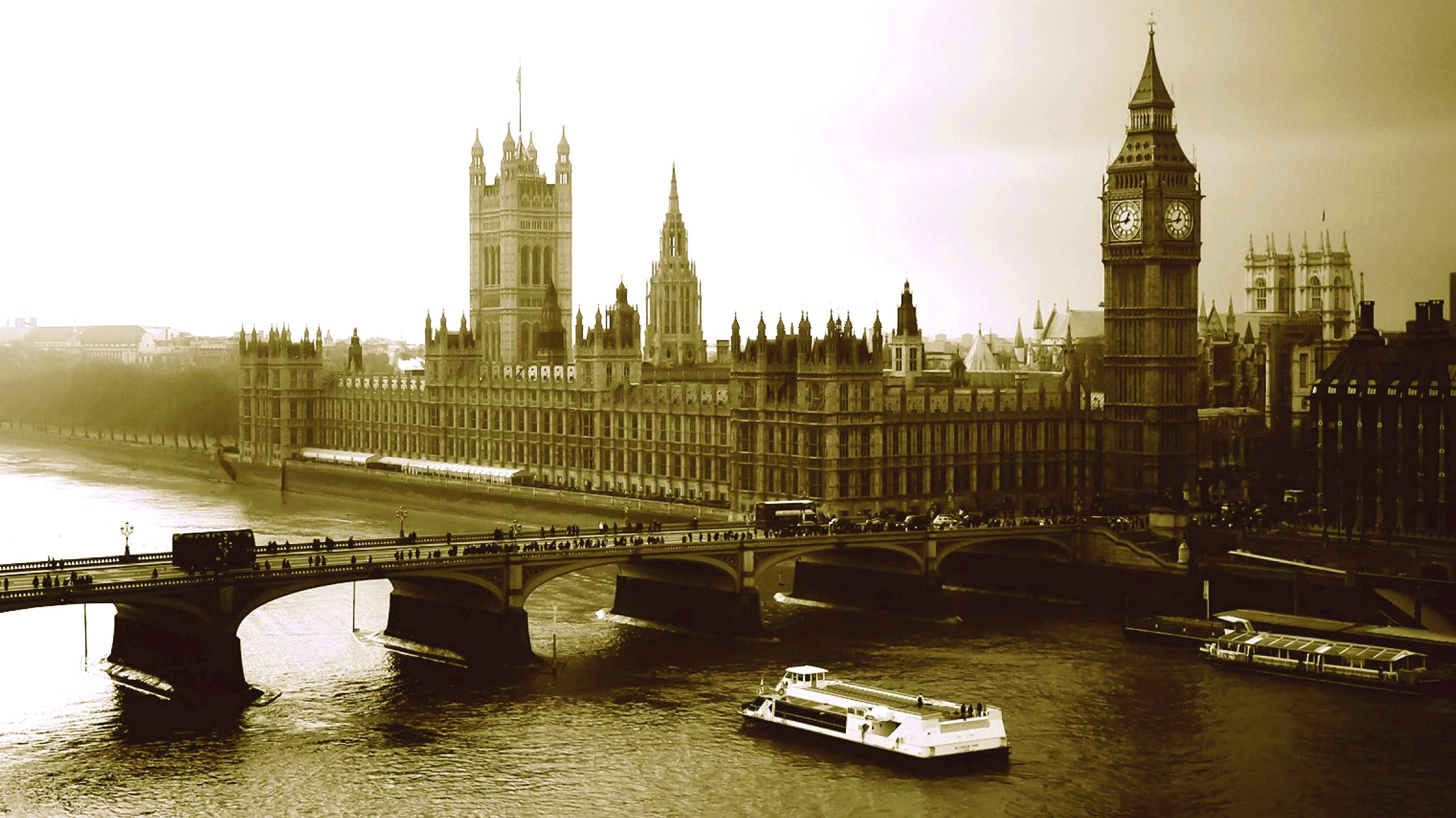 parliament, bridge - man made structure, river thames, cityscape, transportation, city, 4K, landmark, tower, tall - high, river, built structure, historical, HD Wallpaper