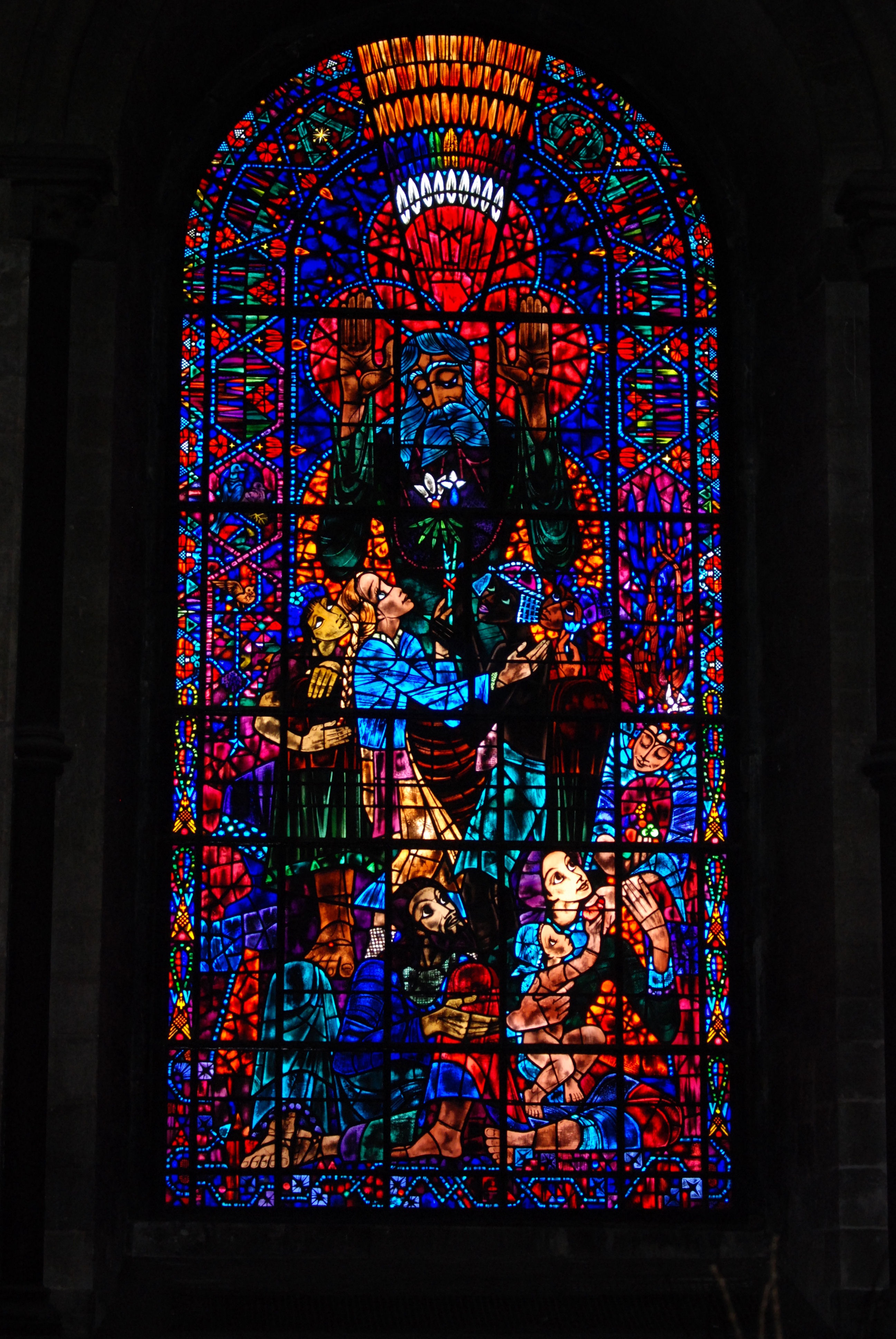 art and craft, religion, religious, built structure, stained, creativity, multi colored, church, 4K, building, window, place of worship, belief, representation, Phone HD Wallpaper