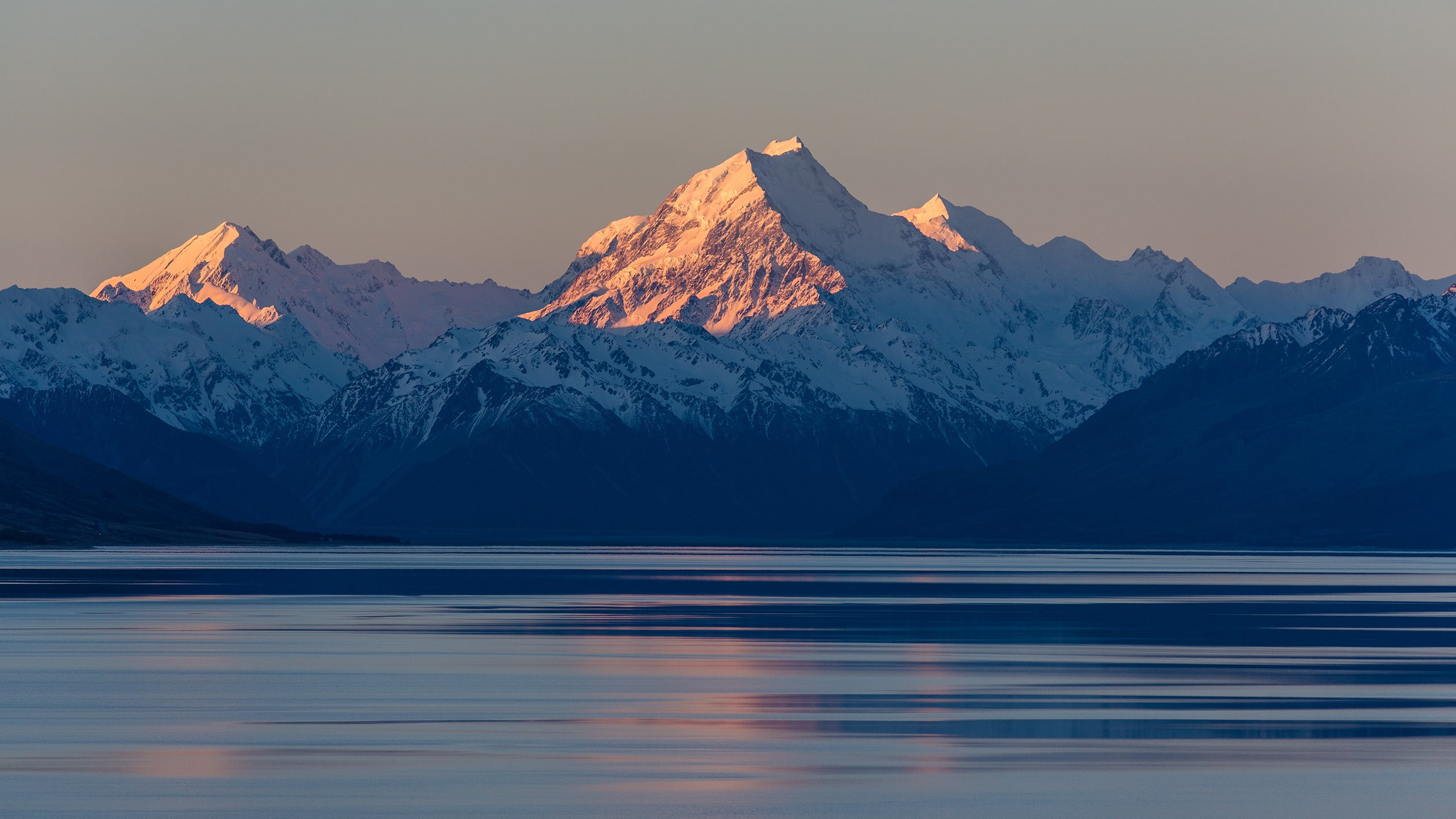 mount Cook, sunset, 2K, lake, mountains, landscape, HD Wallpaper