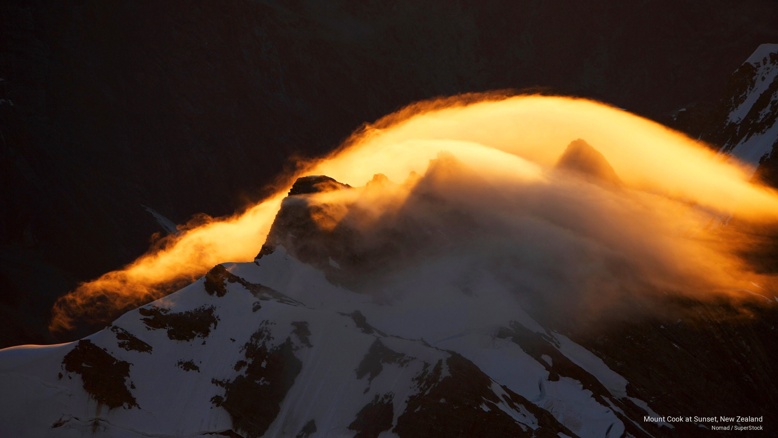 mount, Oceania, 2K, cook, new, zealand, sunset, HD Wallpaper