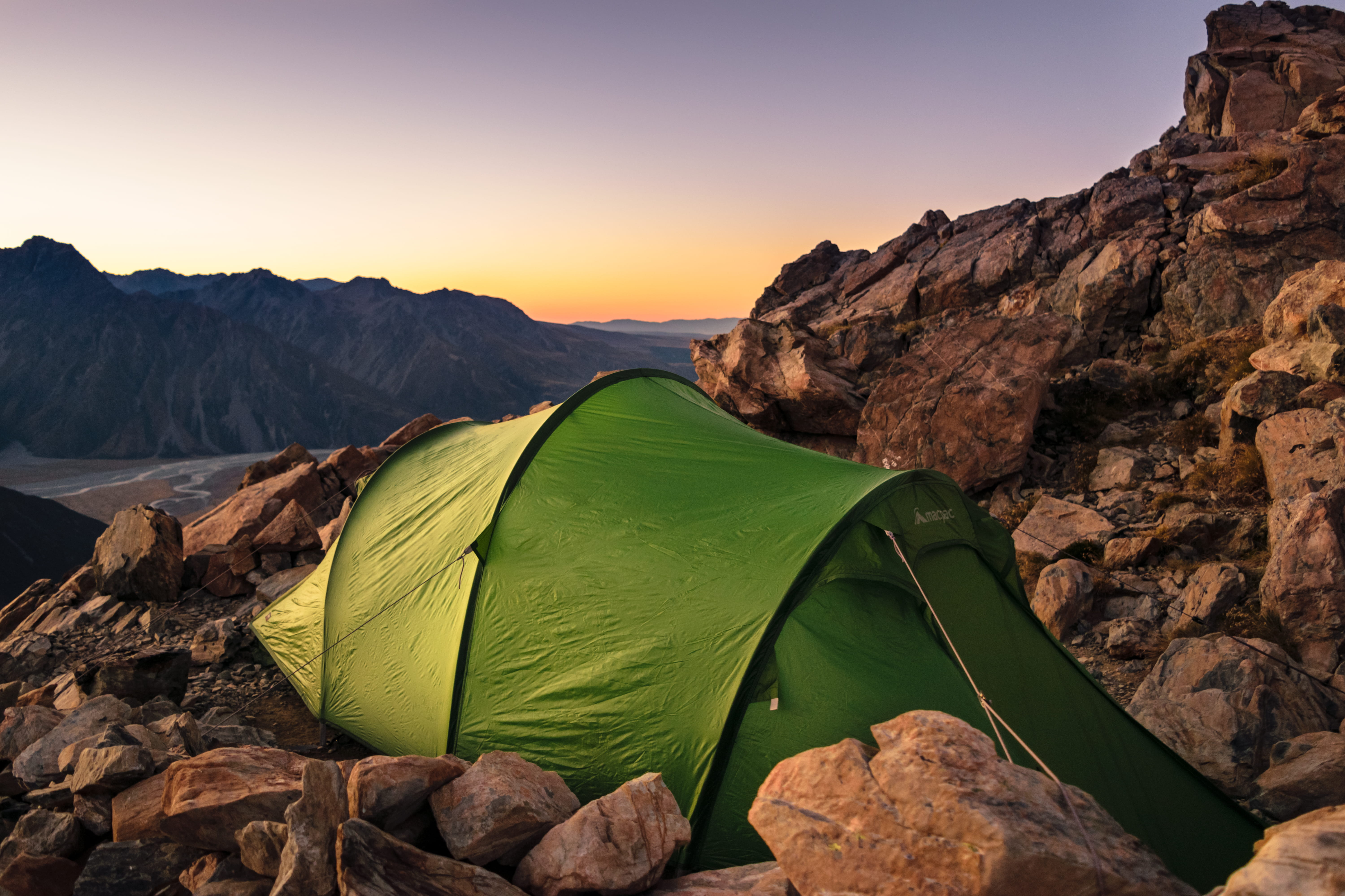 no people, sunrise, explore, wilderness, formation, green color, tranquil scene, mountain, rock - object, mesa, mountain peak, mountain range, sky, tent, HD Wallpaper