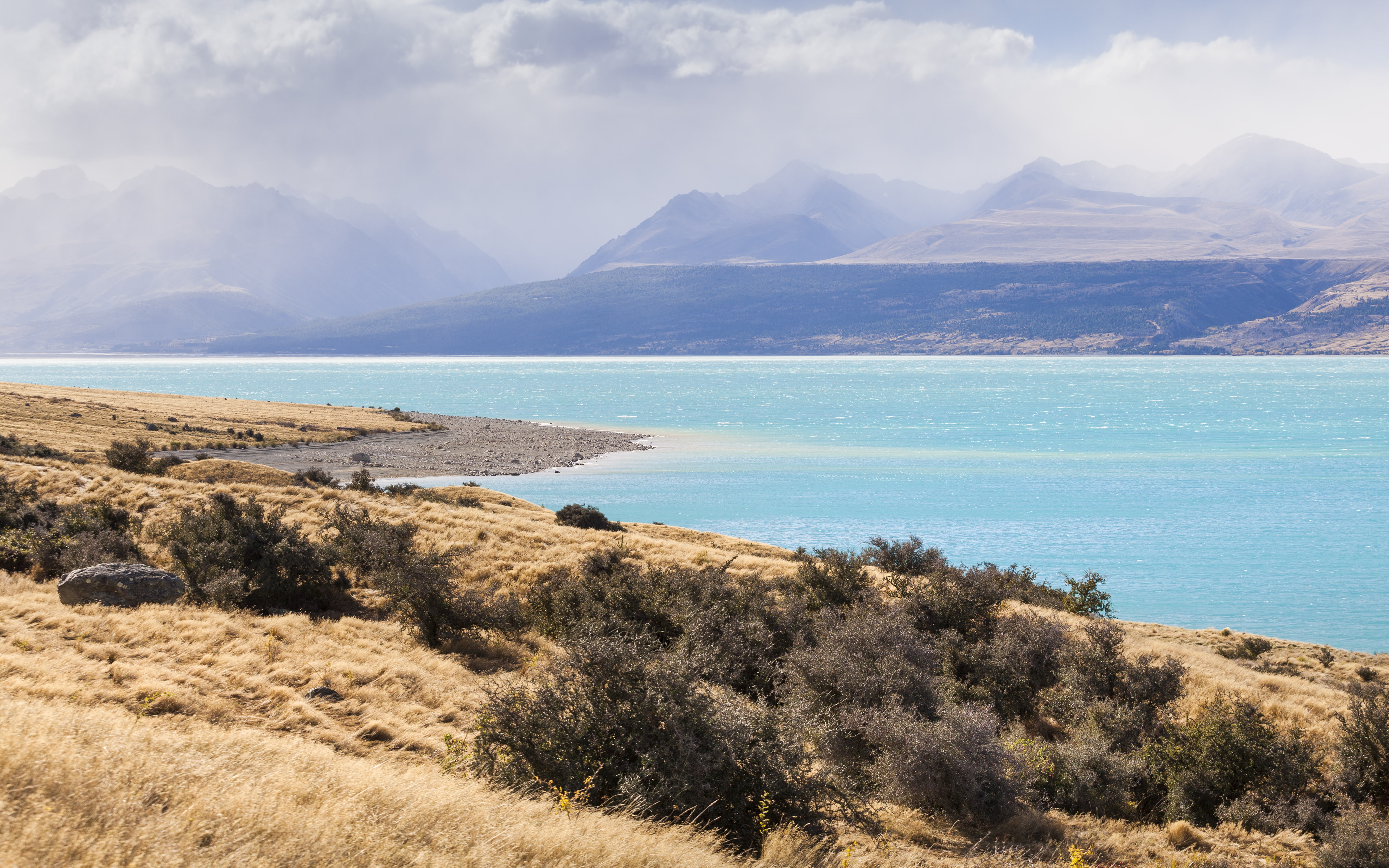 blue, tranquil scene, sea, lake, mountain, landscape, plant, scenics - nature, water, lakes, environment, beaches, 5K, pukaki, outdoors, photography, nature, HD Wallpaper