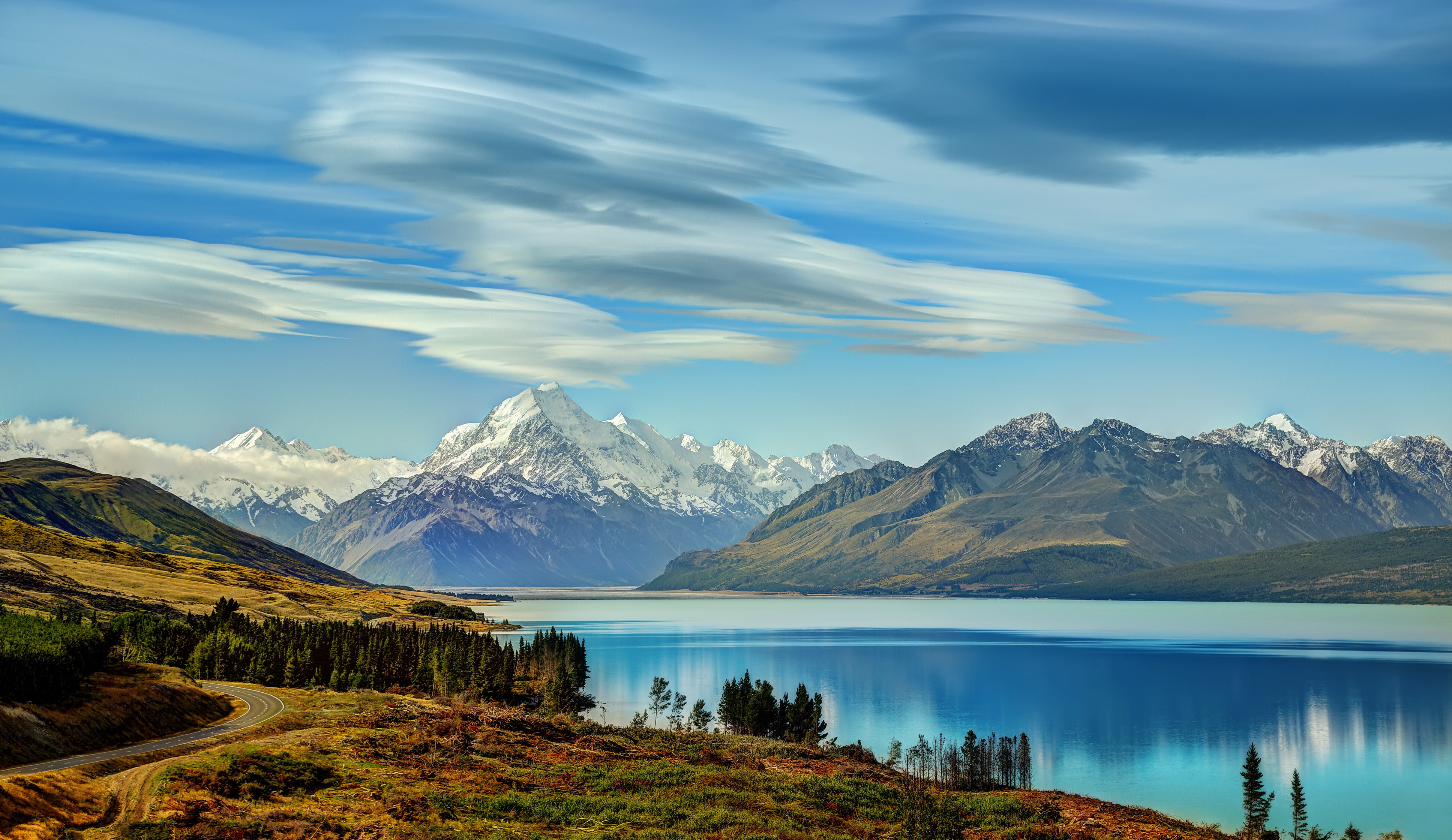 Zealand, lake, Pukaki, Mountains, scenery, nature, 4K, Reflection, HD Wallpaper