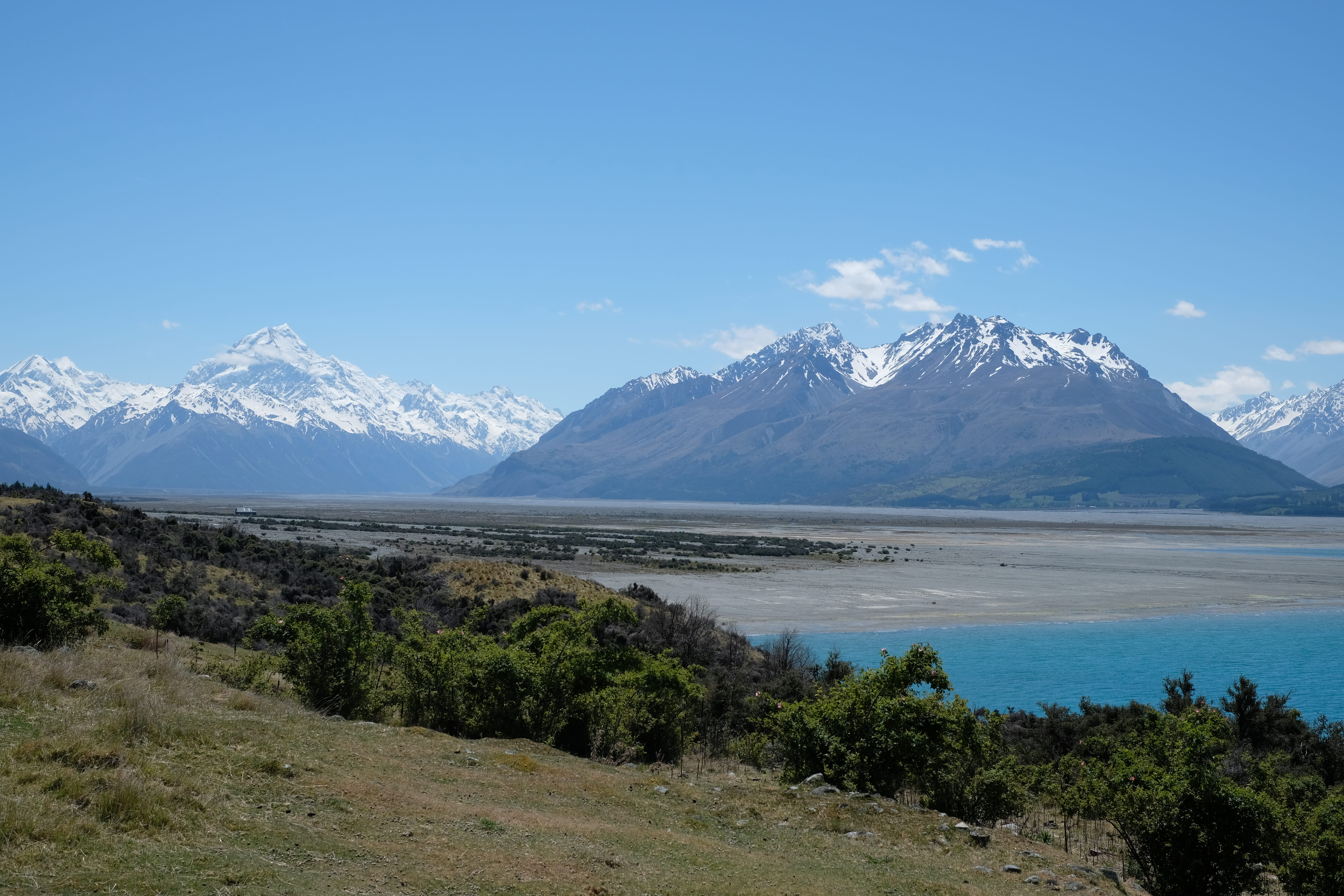 sky, winter, newzealand, mountain peak, range, cold temperature, plant, lake pukaki, non-urban scene, water, no people, nature, landscape, tranquil scene, HD Wallpaper