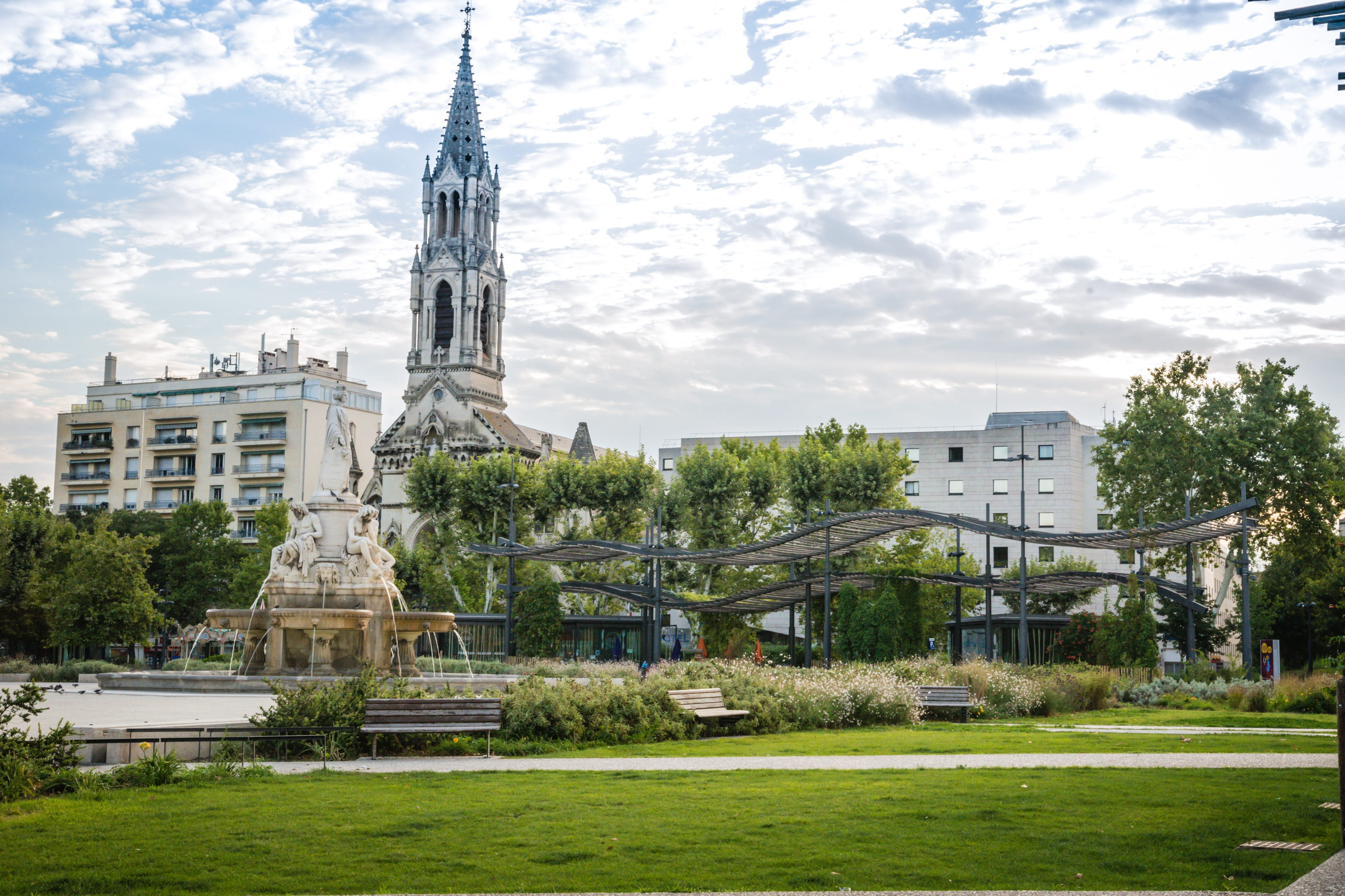 tower, sky, no people, park, plant, building, spire, day, nature, building exterior, belief, religion, nimes, spirituality, built structure, architecture, HD Wallpaper
