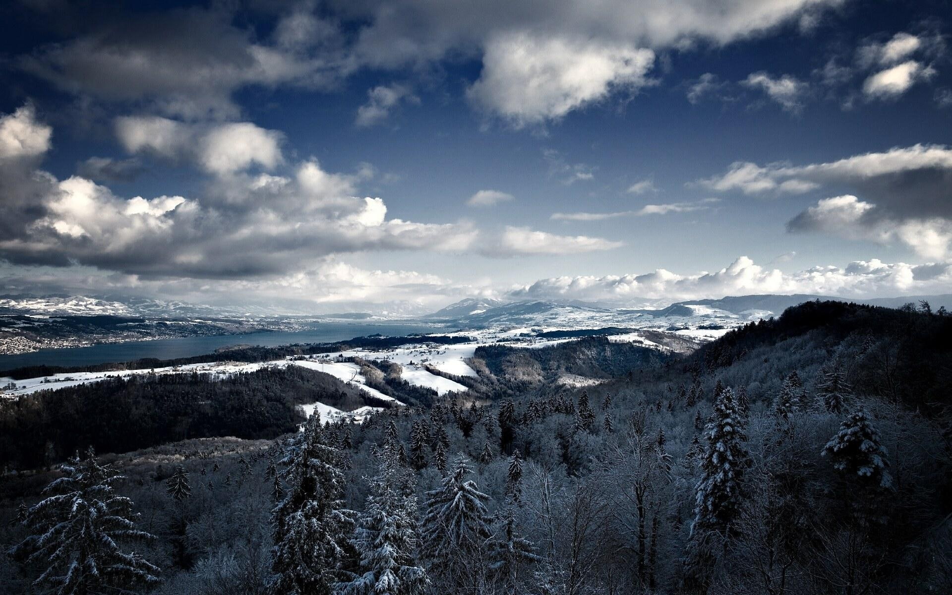 nature, scenary, background, 1080P, mountain, view, winter, HD Wallpaper