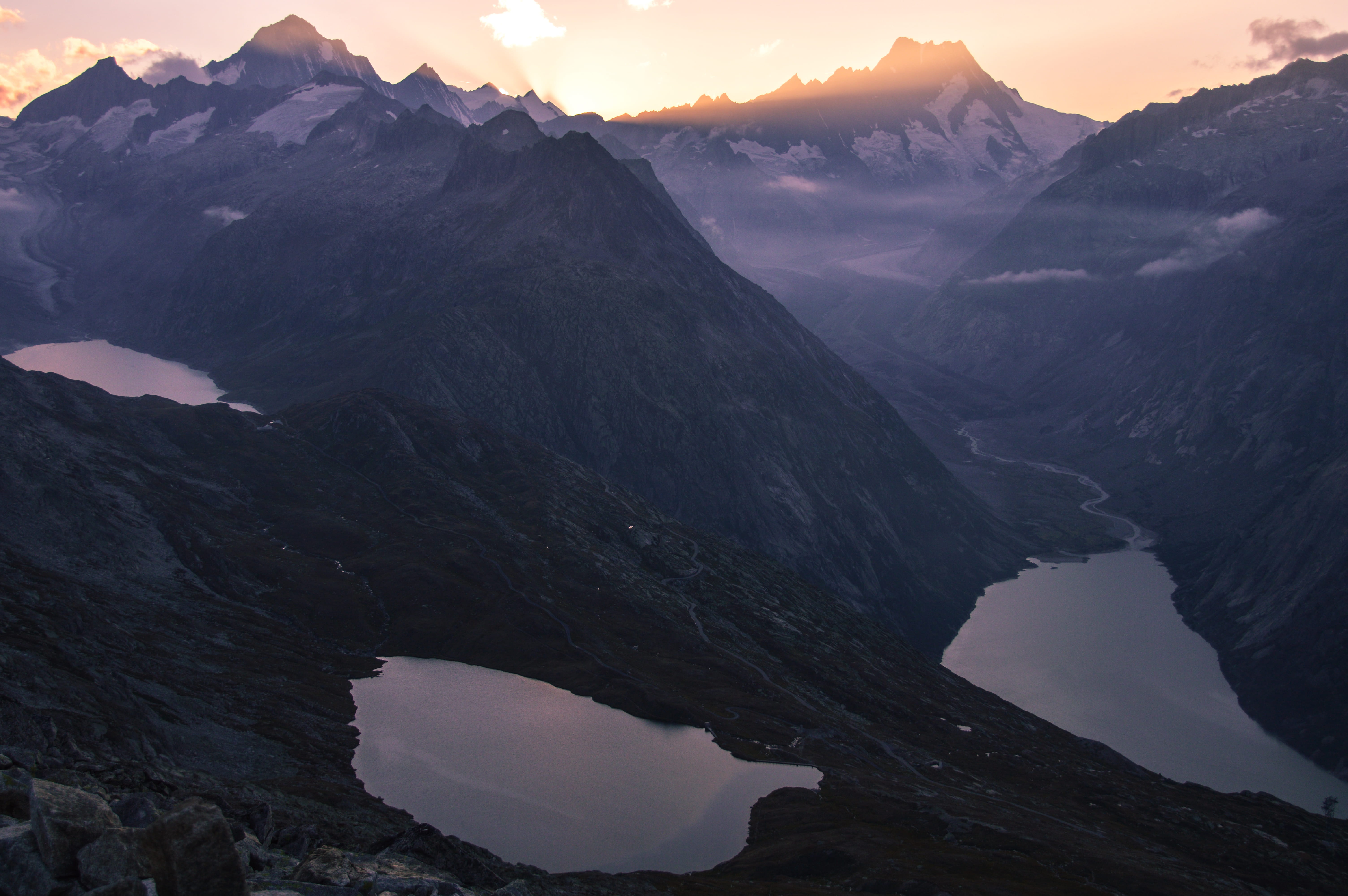 wandern, tranquility, sunset, water, cold, background, sunrise, night, wanderung, tranquil scene, mountain, no people, outdoors, mountain peak, dom, sky, HD Wallpaper