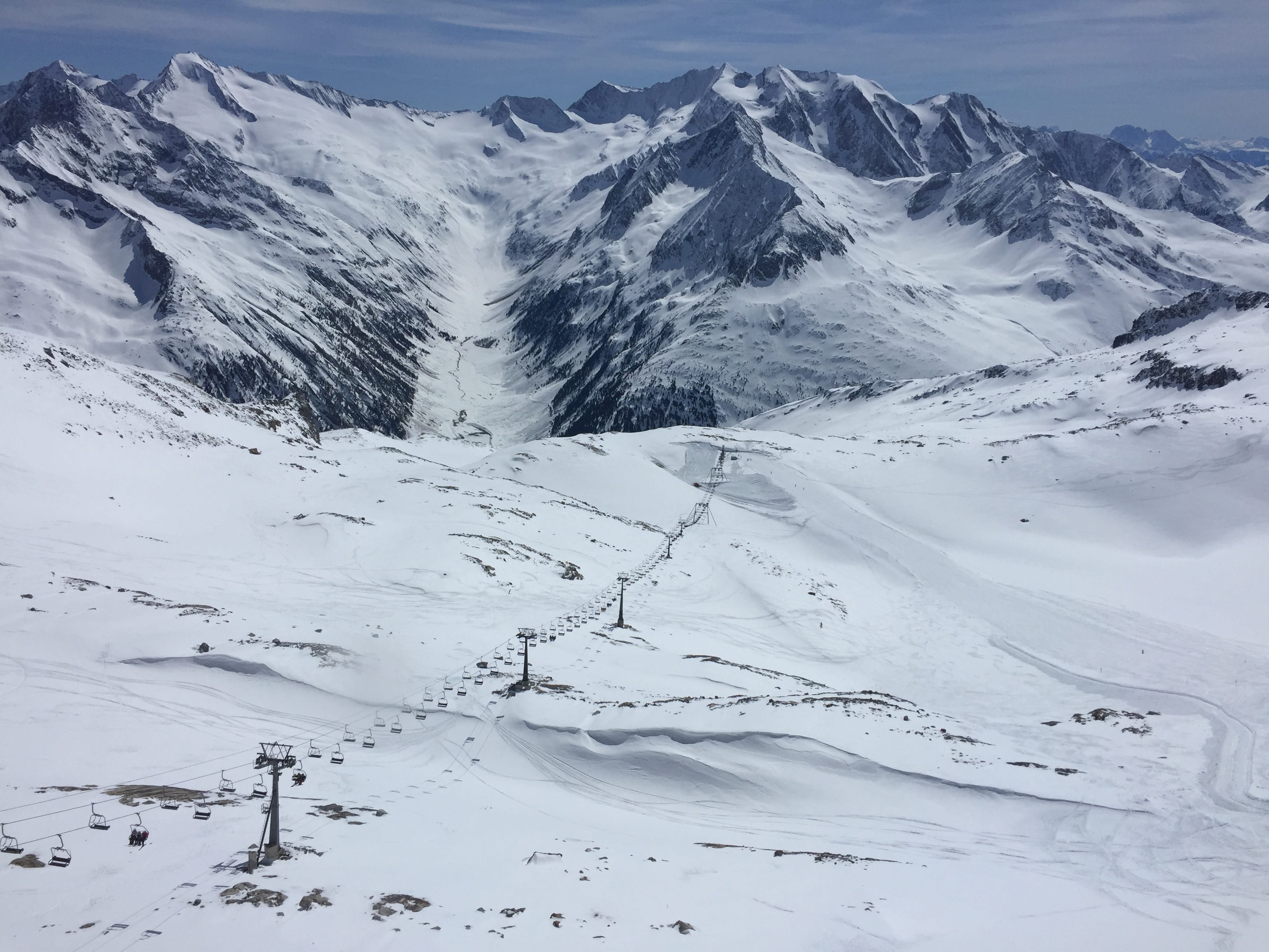 mountain range, tux, tuxer gletscher, nature, view, skiing, mountain peak, idyllic, white color, environment, landscape, ski, day, scenics - nature, HD Wallpaper