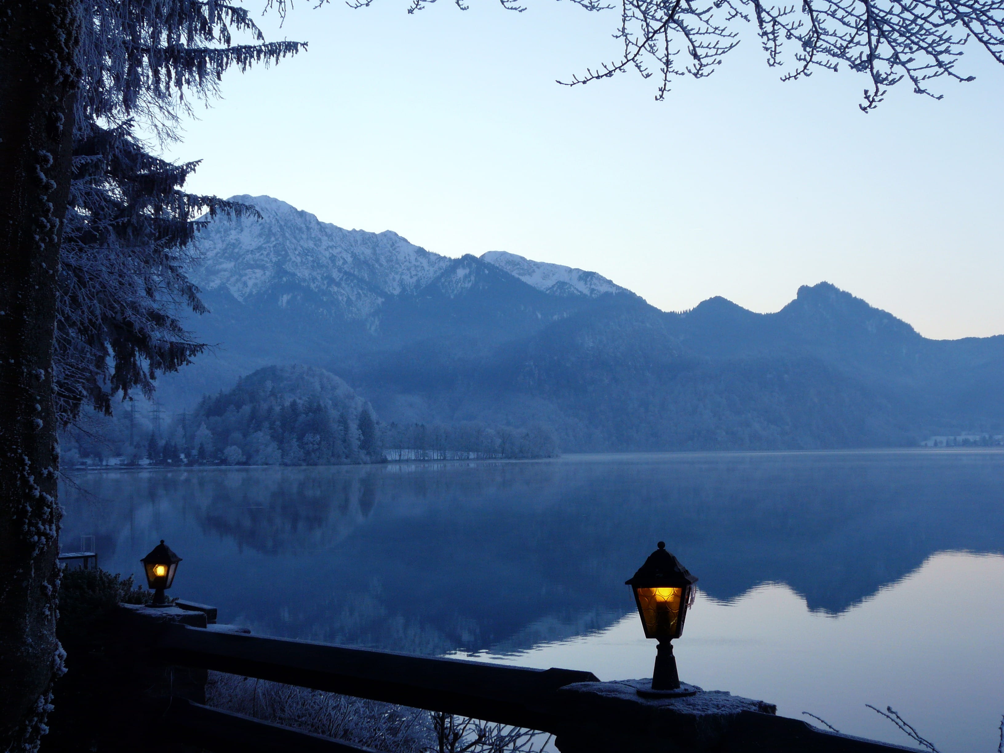 Kochelsee, idyllic, water, clear sky, day, mountain, lanterns, beauty in nature, no people, lifestyles, color Image, forest, sky, Lake, scenics - nature, HD Wallpaper