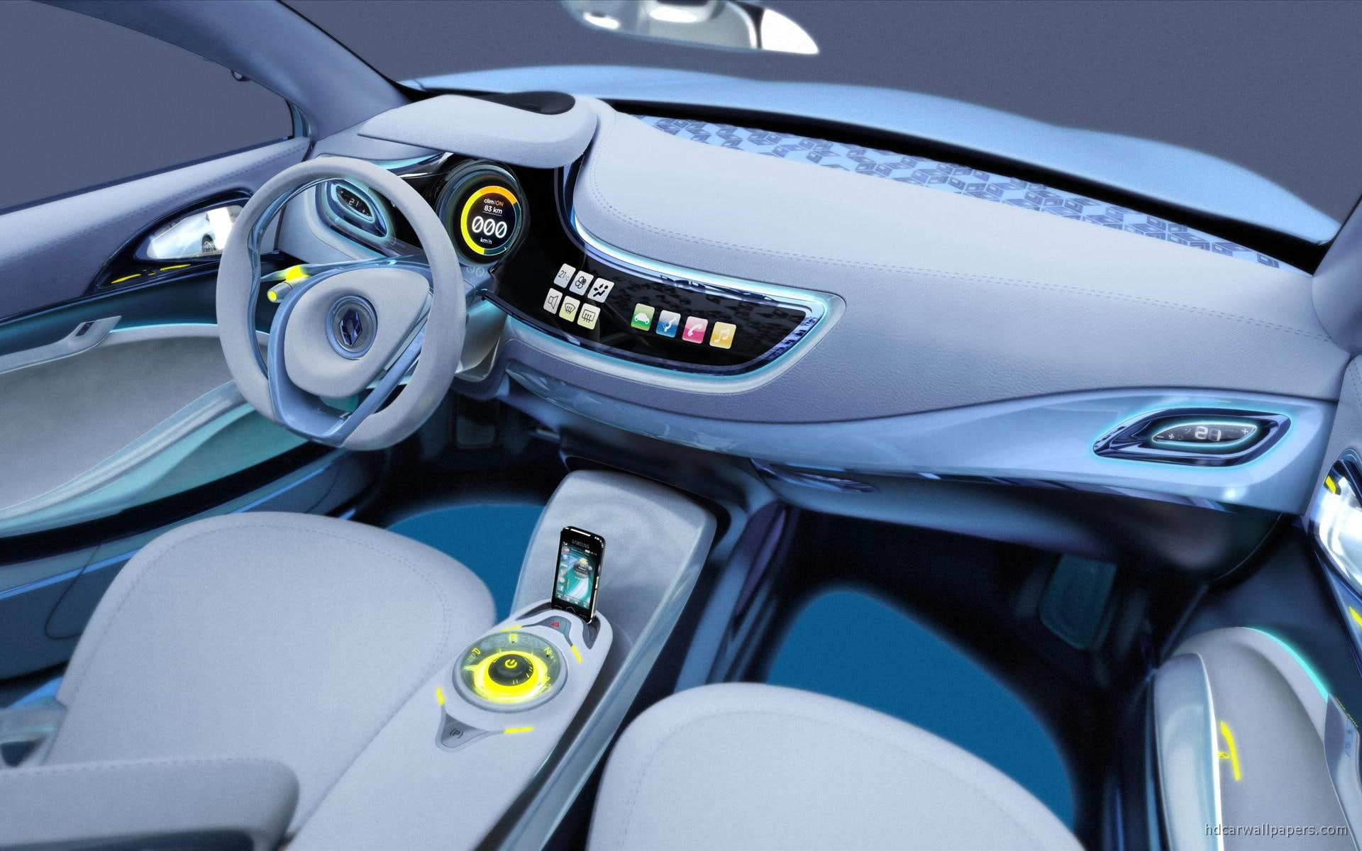 1080P, fluence, car, renault, concept, silver, cars, interior, ze, HD Wallpaper