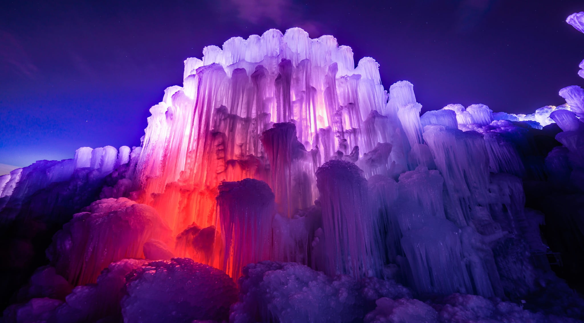 low, night, photography, purple, beauty in nature, angle, ice, motion, dusk, formation, outdoors, pink color, illuminated, sky, scenics - nature, lights, HD Wallpaper