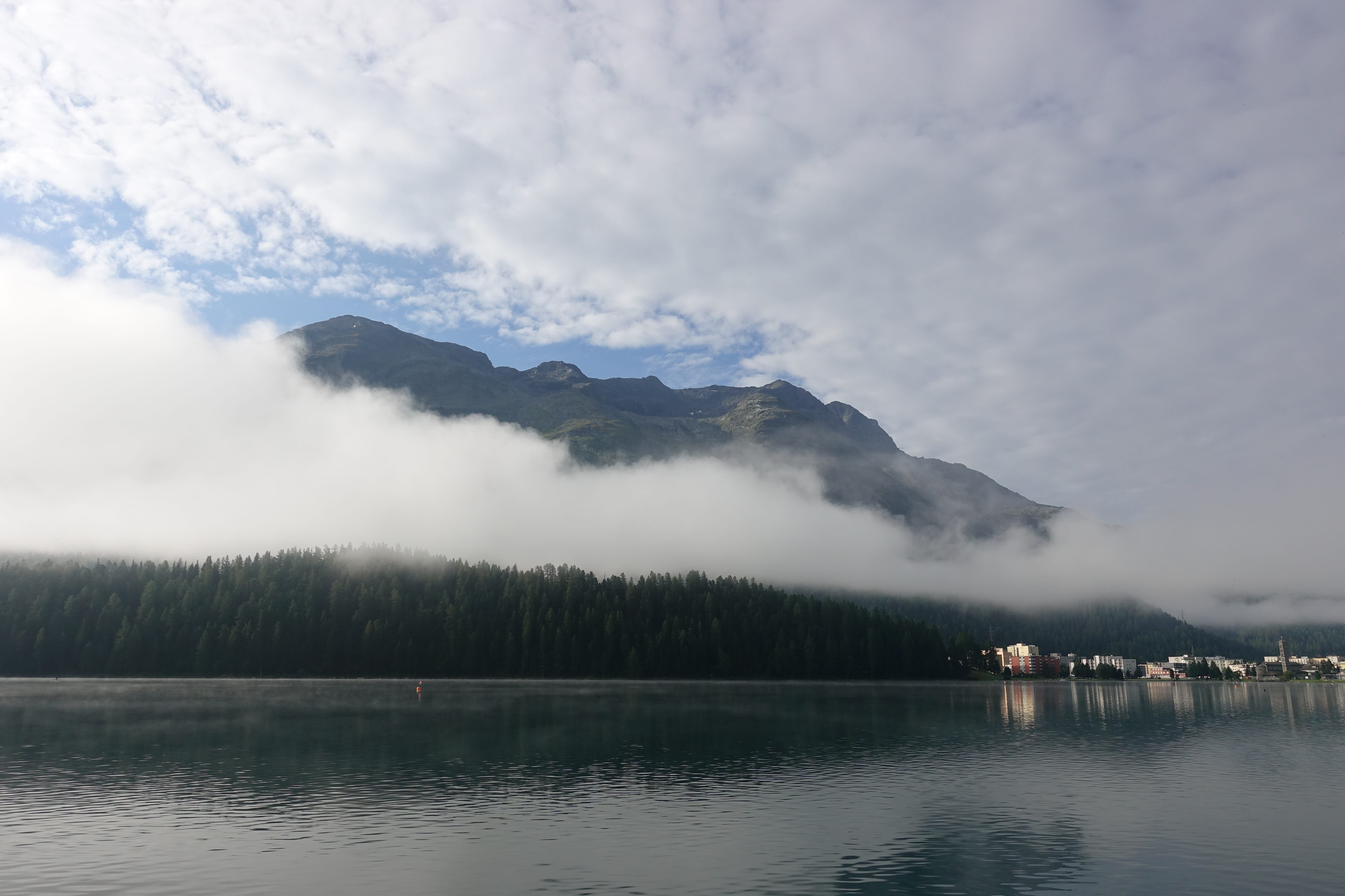 nature, water, no people, mountain range, st moritz, reflection, beauty in nature, mountain, outdoors, reflection lake, scenics - nature, tree, switzerland, HD Wallpaper