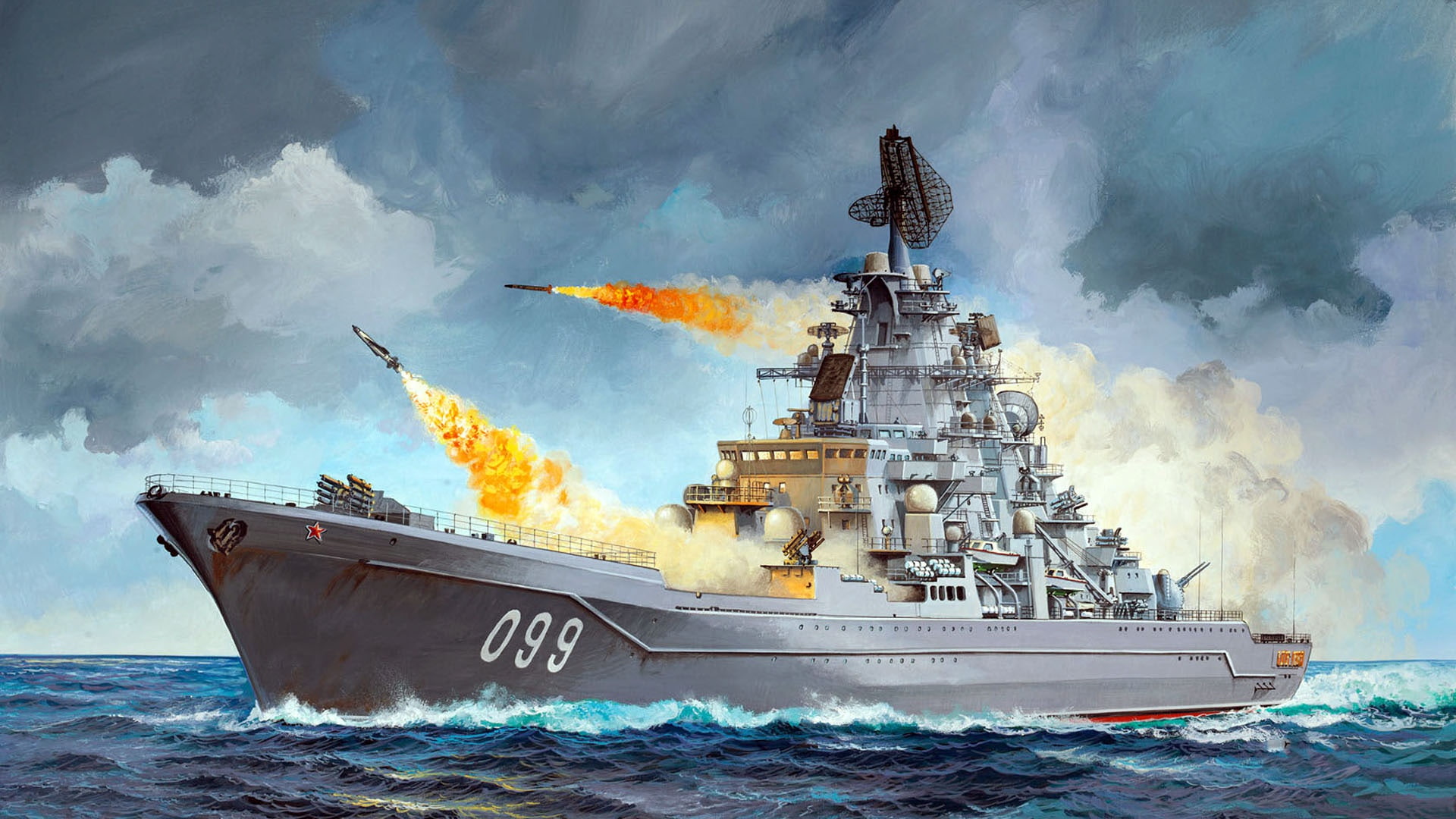 heavy nuclear missile cruiser, TARKR, The flagship of Russias Northern fleet, the third generation of the project 1144 " Orlan", Peter The Great, 1080P, HD Wallpaper