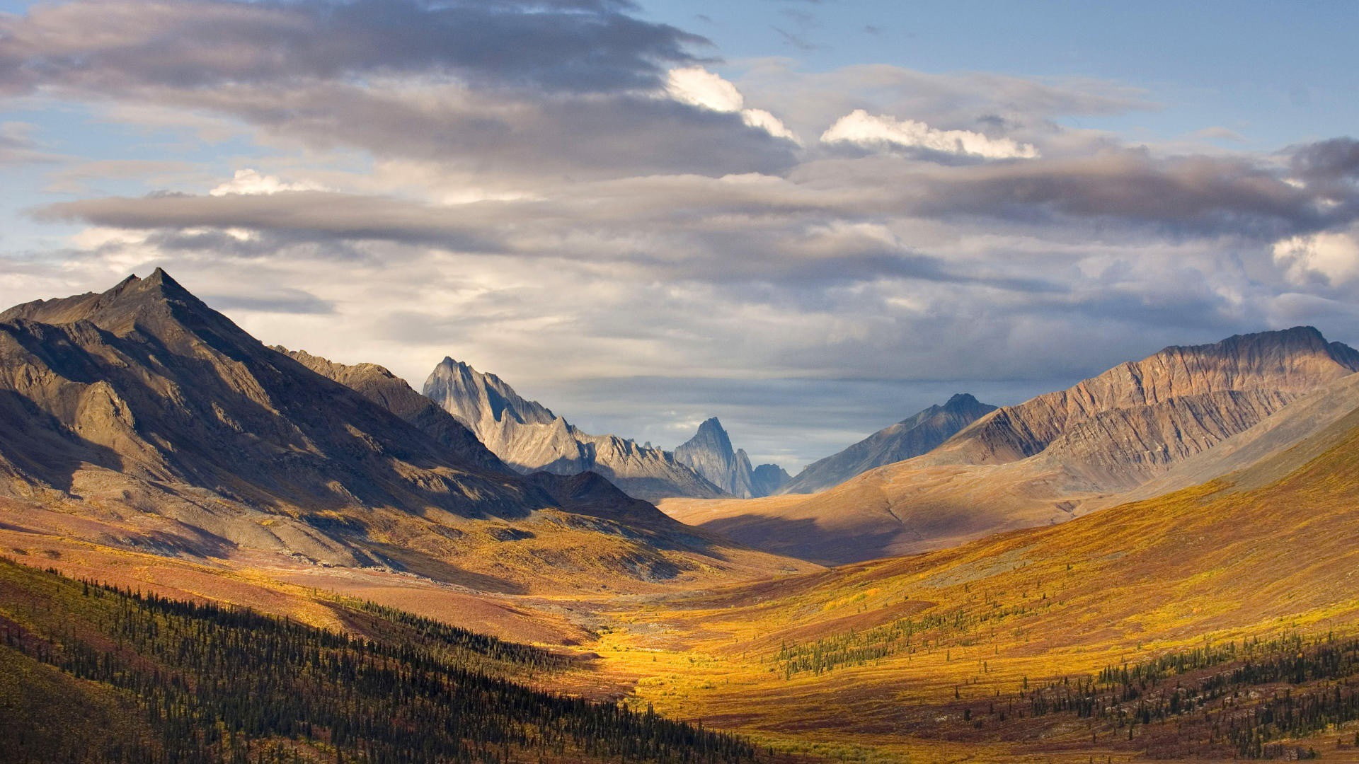 autumn, travel destinations, tranquil scene, mountain peak, scenics - nature, mountain, day, tundra, sunlight, cloud - sky, mountain range, non-urban scene, HD Wallpaper