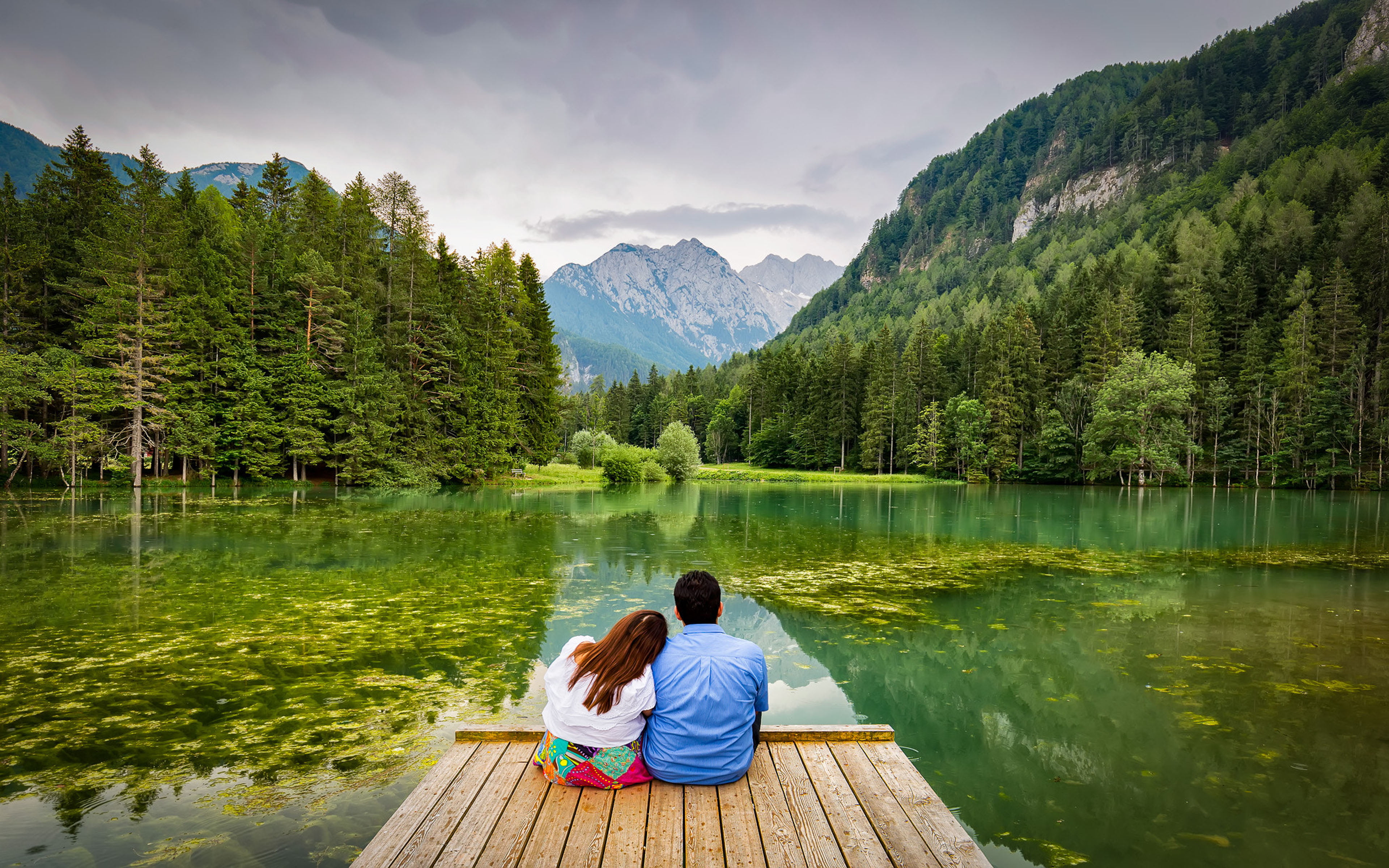 desktop, scenics - nature, 4K, melted, adult, couple - relationship, filled, plansarsko, slovenia, water, leisure activity, two people, positive emotion, HD Wallpaper