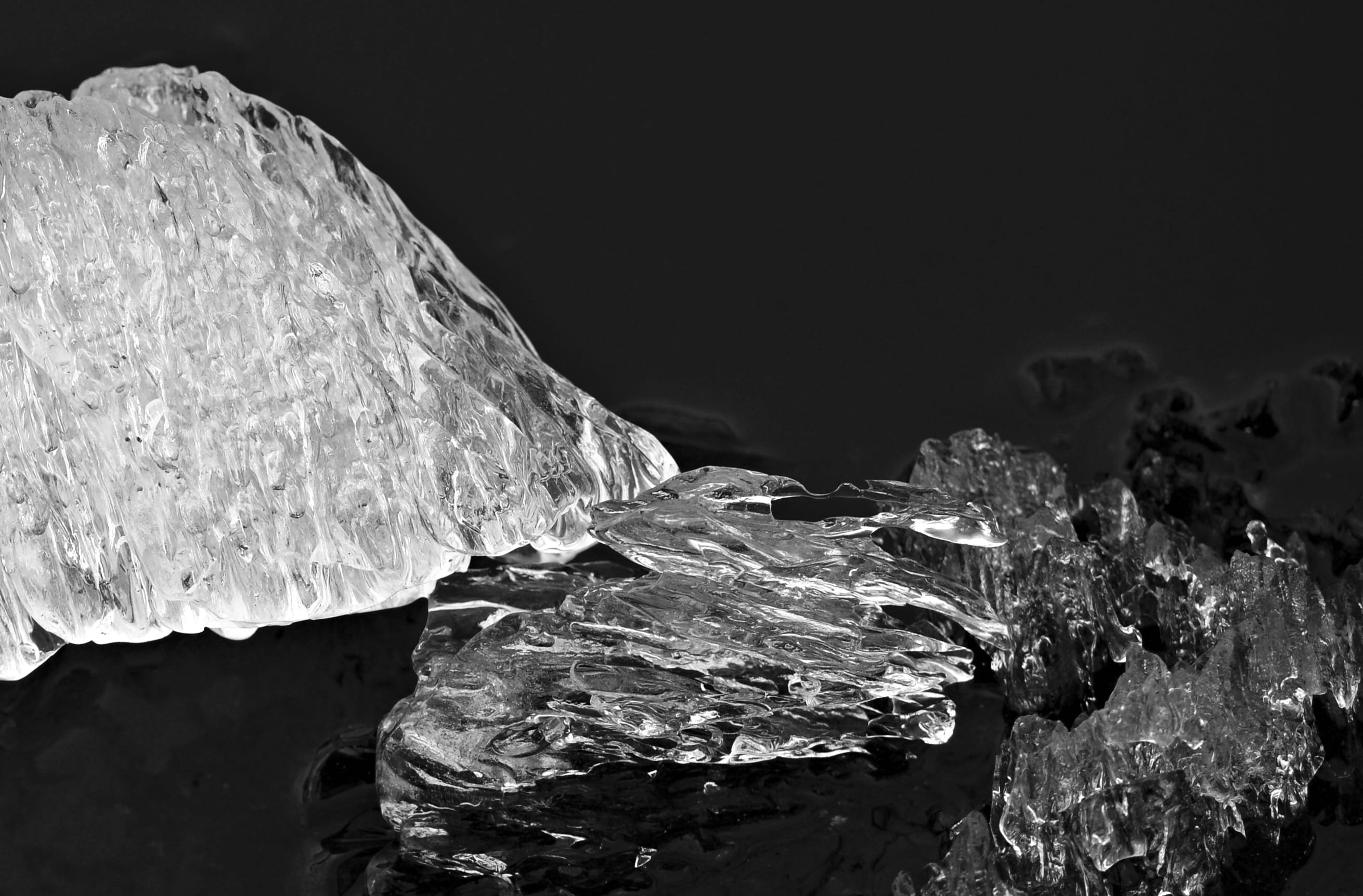 wet, mineral, geology, rock, tranquility, outdoors, Ice, Melt, close-up, scenery, pattern, rock - Object, Snow, solid, black background, spring is coming, HD Wallpaper
