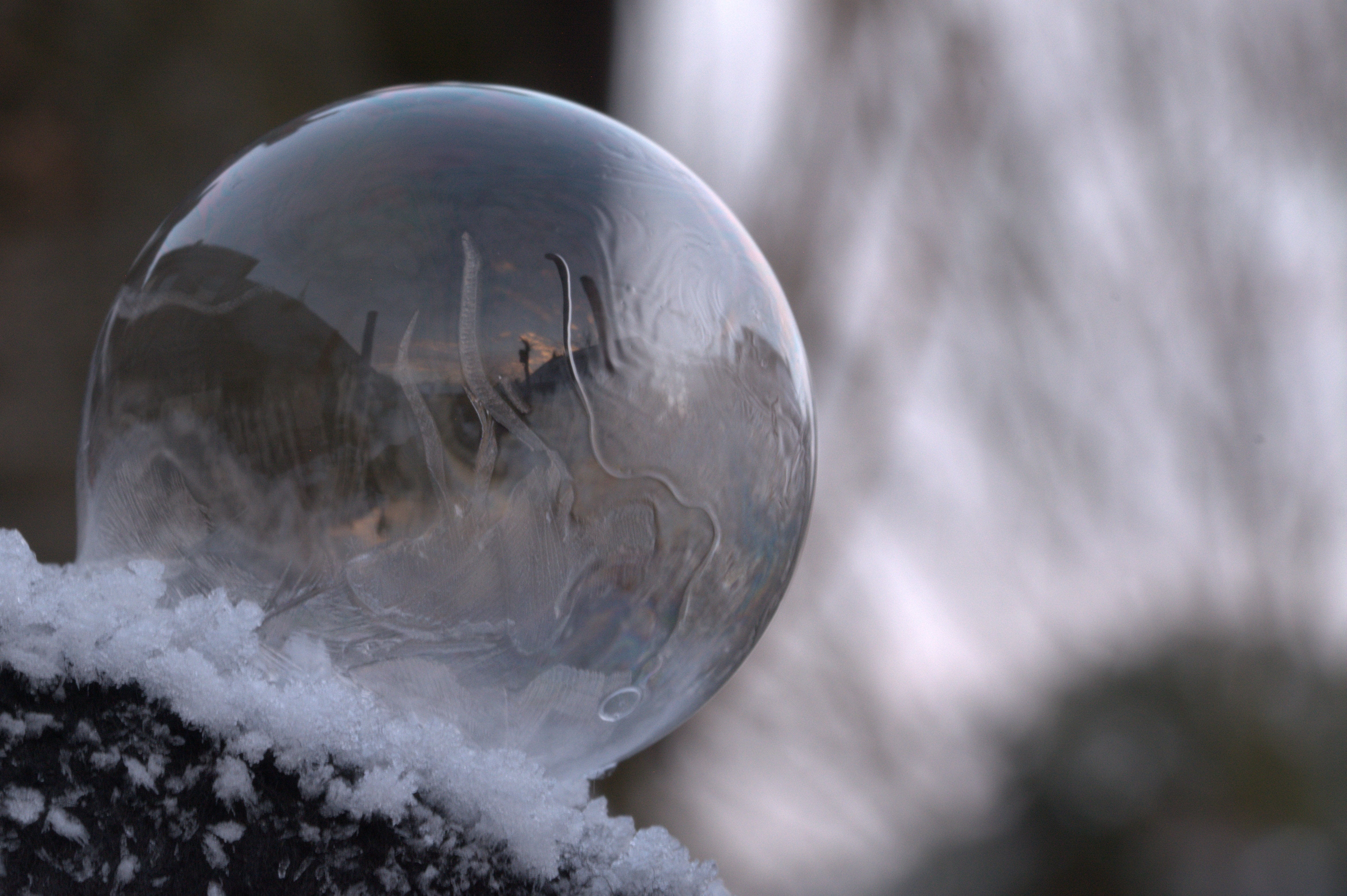 frosted soap bubble, snow, frozen bubble, cold temperature, environment, ball, reflection, geometric shape, ze, outdoors, no people, close-up, frost blister, HD Wallpaper