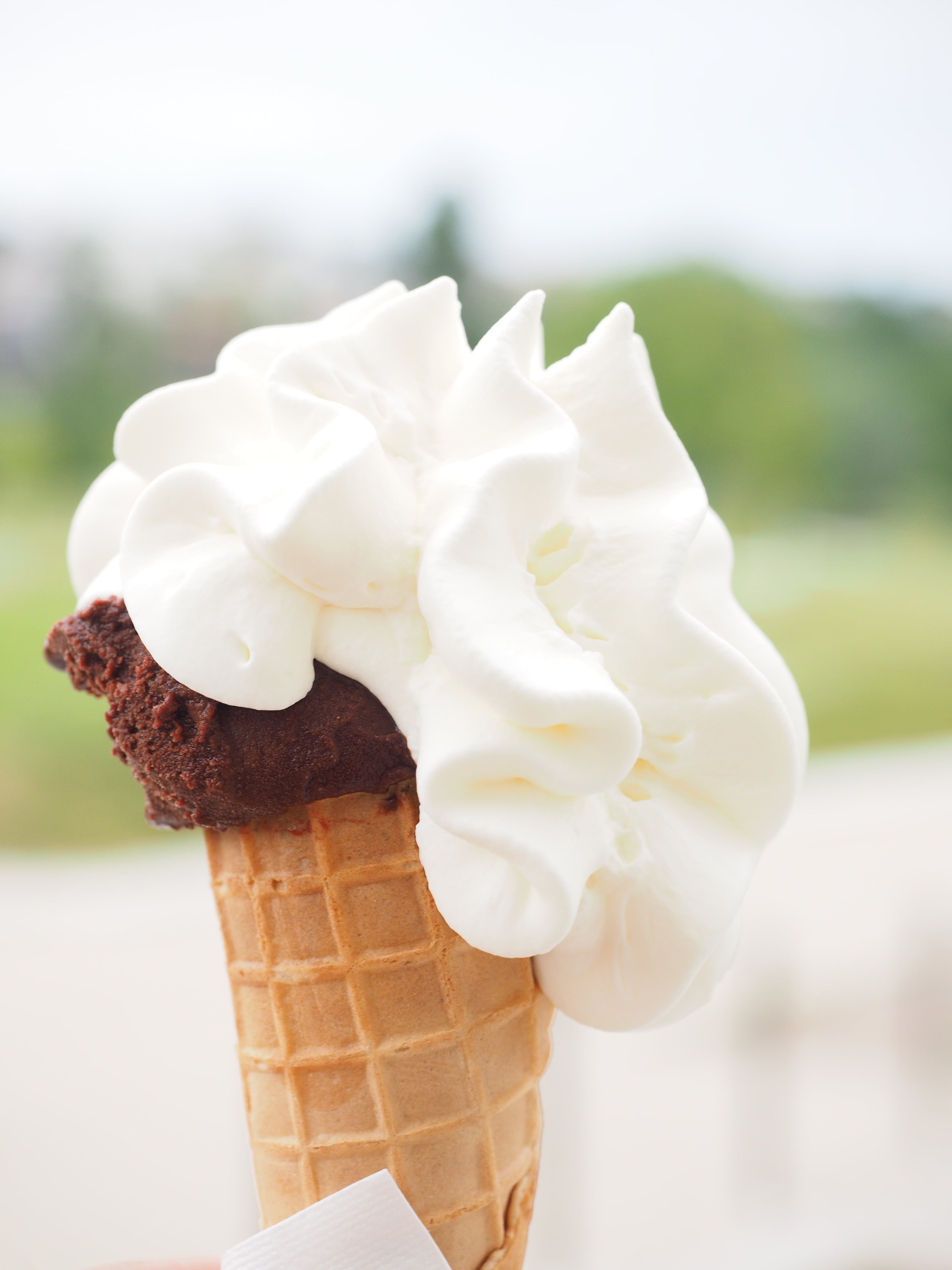 waffle cone, no people, mousse, sweet dish, dairy product, photo, sweet food, ice cream cone, ice cream cones, ice cream, food, food and drink, waffle ice cream, Phone HD Wallpaper