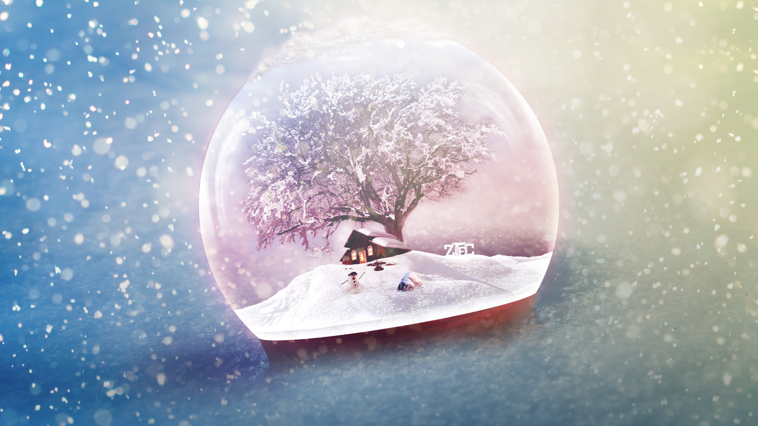 Globe, Winter, white, HD, Snowfall, Frost, decor, table, 2K, snowglobe, HD Wallpaper