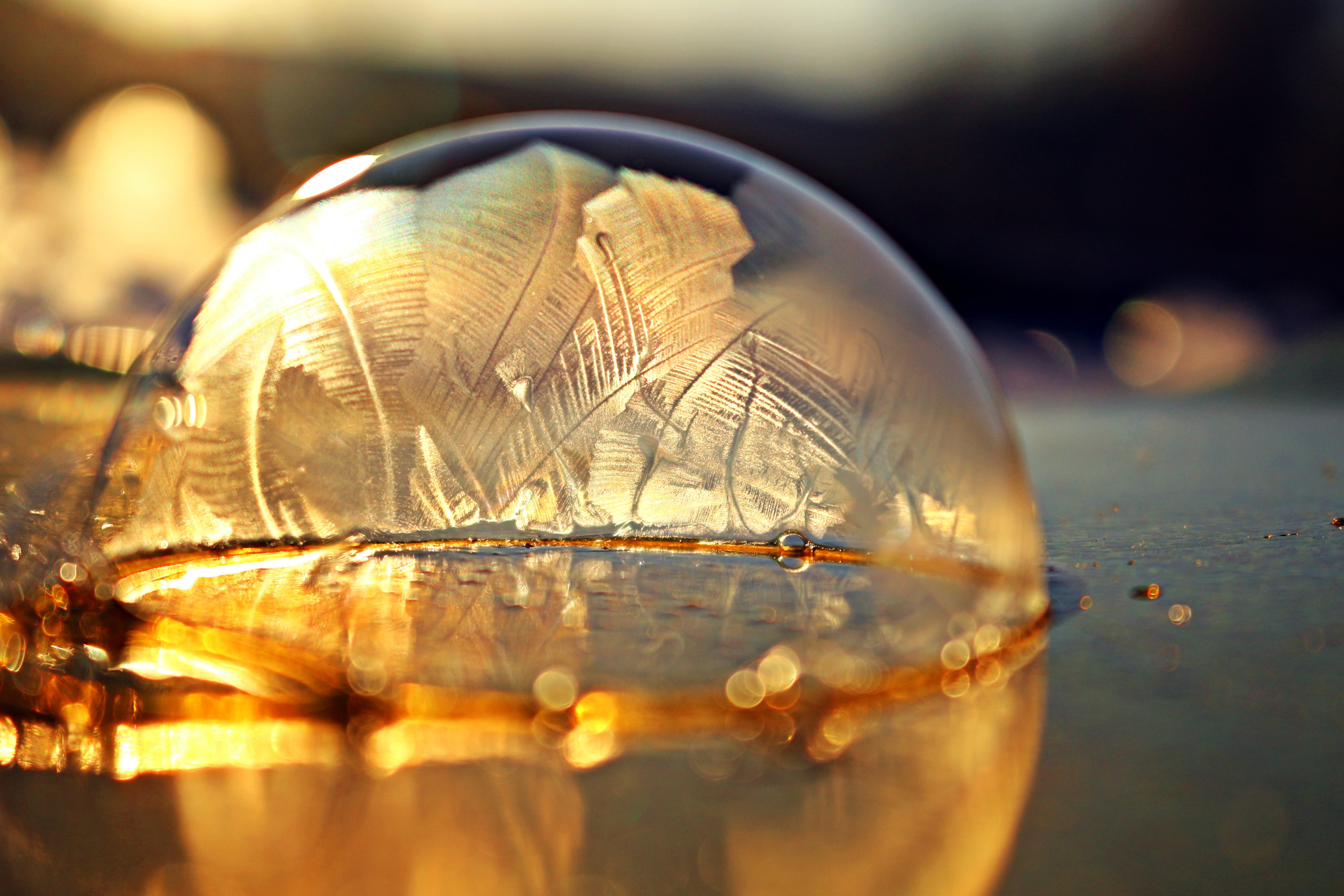 cold temperature, soap bubble, wintry, nature, city, illuminated, sky, frost blister, ferris wheel, single object, no people, close-up, bubble, geometric shape, HD Wallpaper