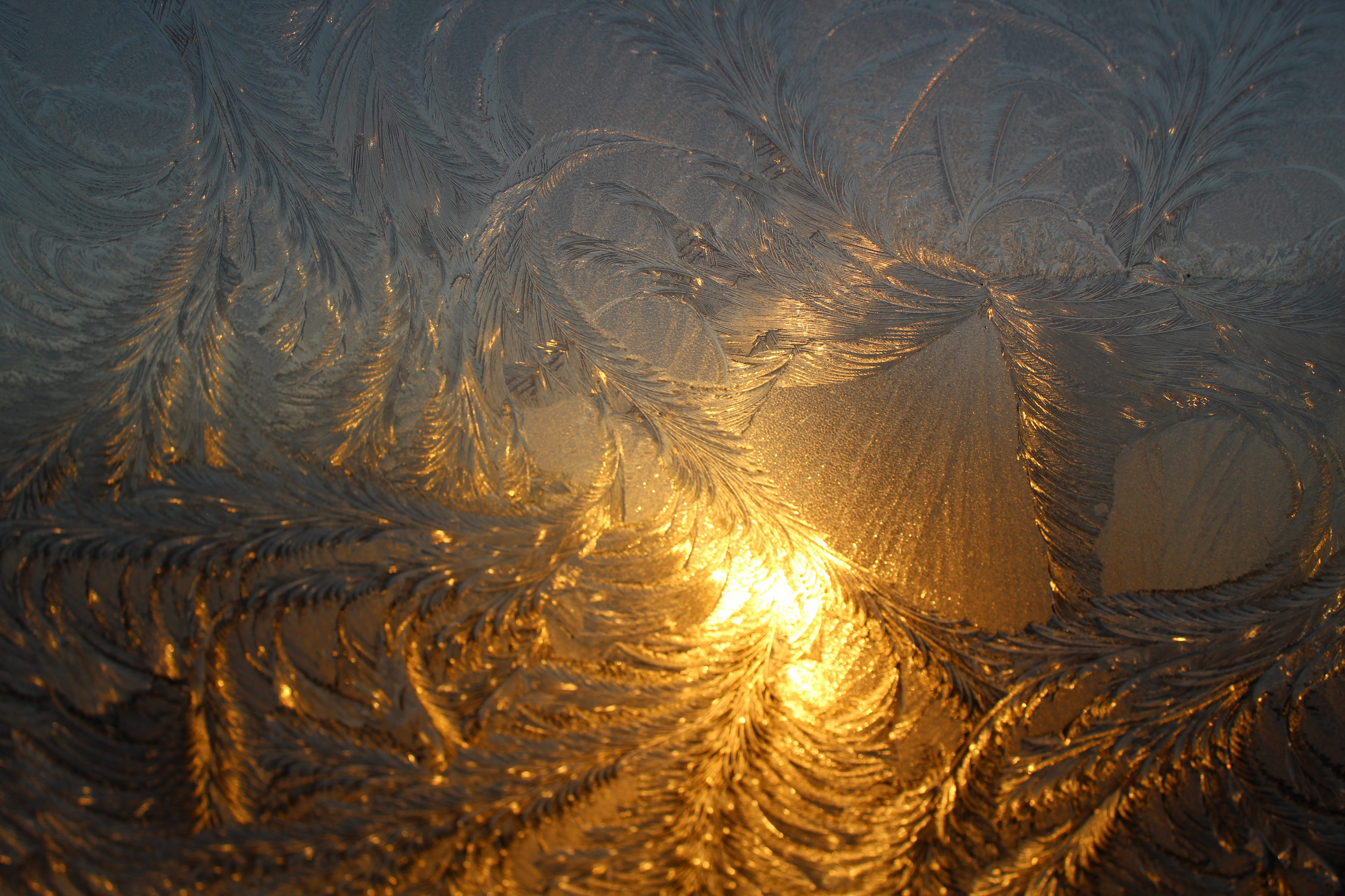 winter, light, cold, decoration, no people, pattern, glass, illuminated, structure, full frame, winter magic, gold colored, sunlight, hardest, outdoors, HD Wallpaper