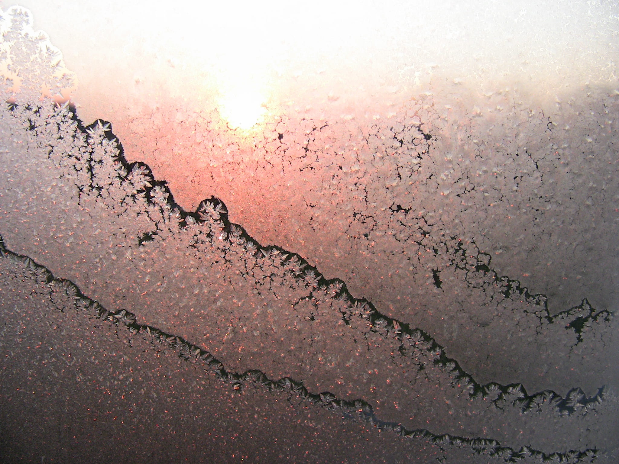 winter, glass - material, day, wet, backgrounds, ice, orange color, pattern, nature, drop, outdoors, cold, textured, water, road, sunset, ice pattern, glass, HD Wallpaper