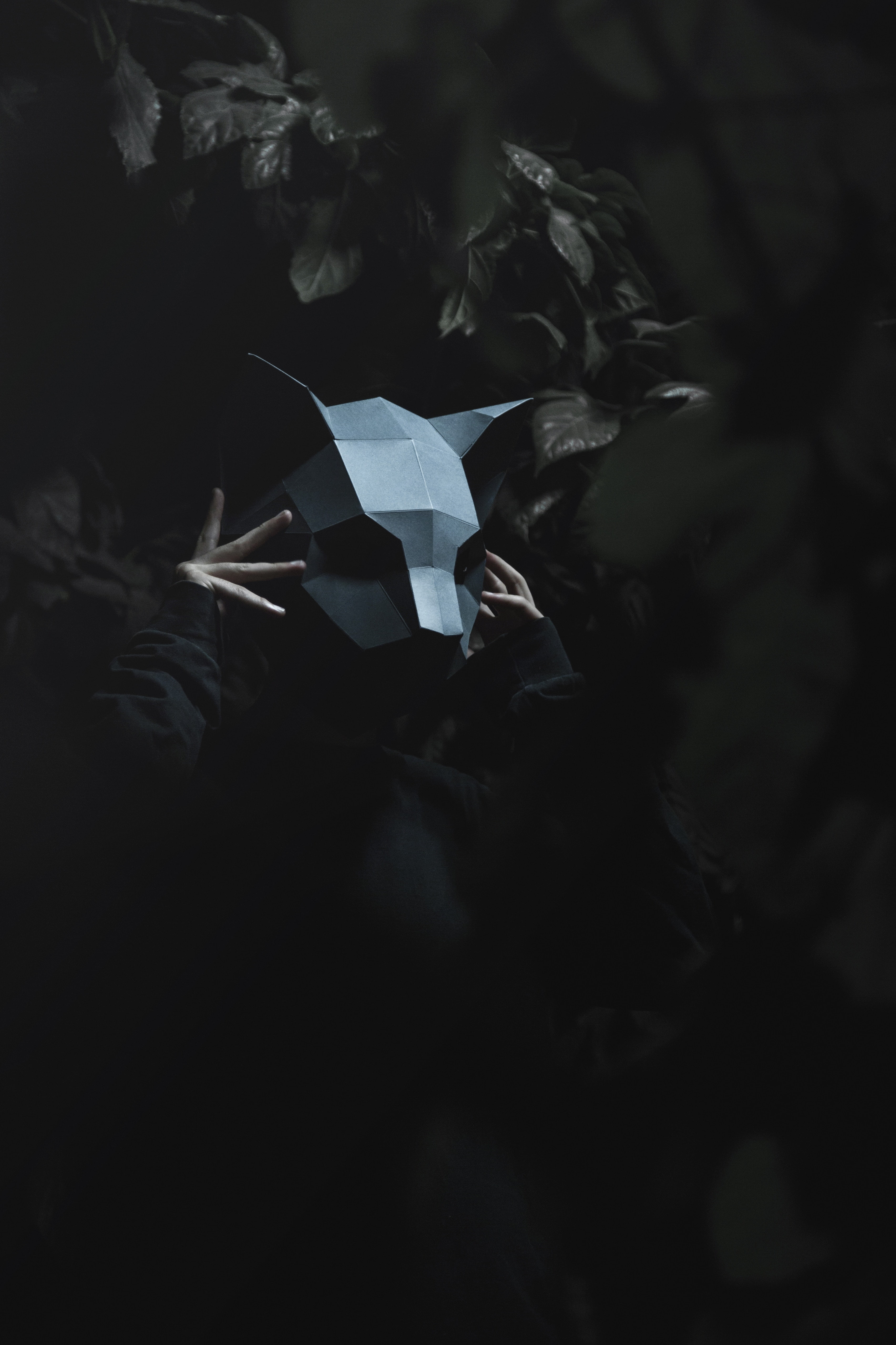 volumetric, 4K, mask, dark, 3d mask, Phone HD Wallpaper