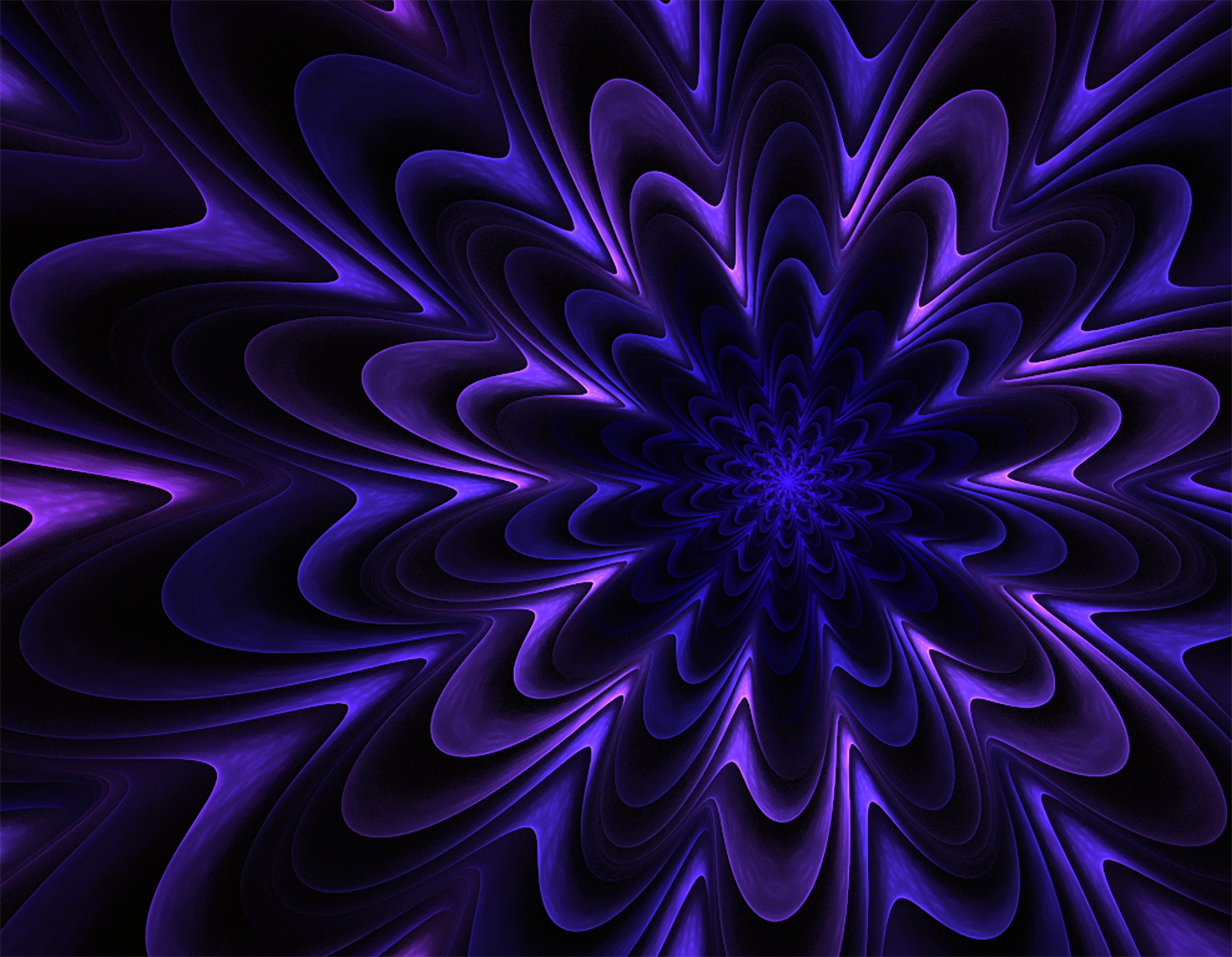 purple, fractal, patterns, 2K, volumetric, wavy, HD Wallpaper