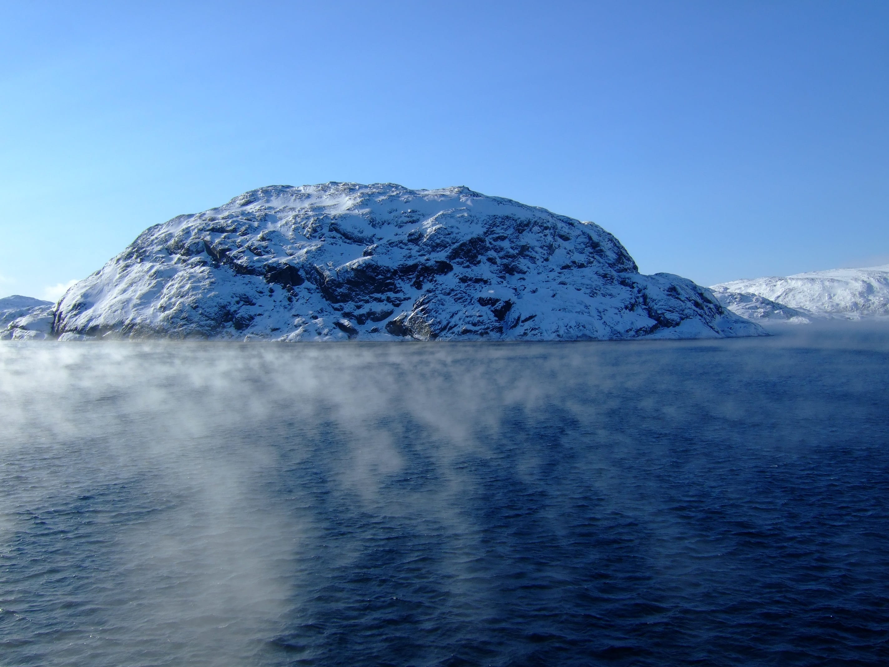 environment, blue, outdoor, seascape, landscape, norwegian, scenic, winter, arctic circle, ice, snow, waterfront, mountain, ocean, snowcapped mountain, HD Wallpaper