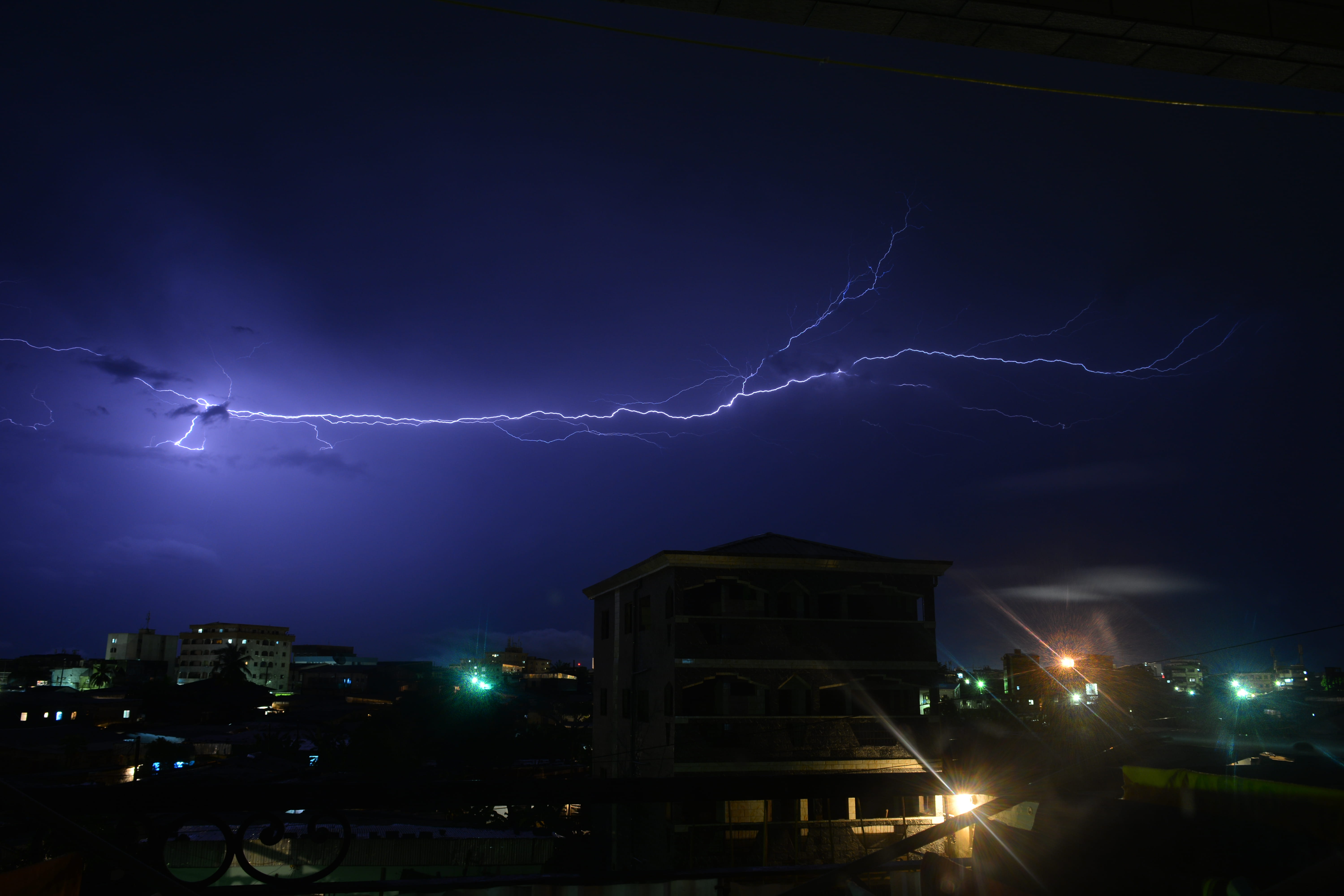 lightning, warning sign, kmertour, cameroon, beauty in nature, power, no people, bolt, forked lightning, douala, building exterior, extreme weather, architecture, HD Wallpaper