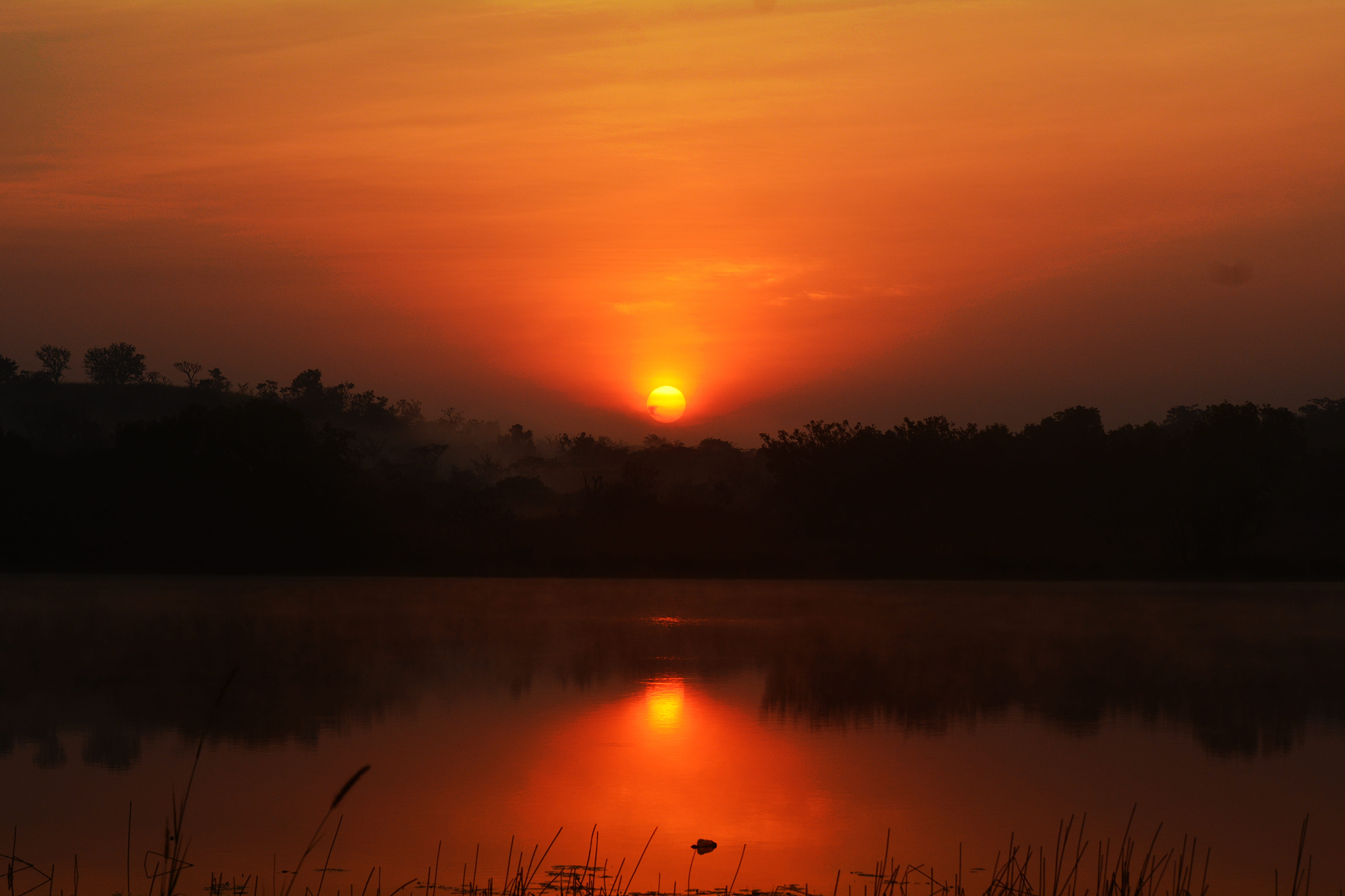 idyllic, reflection lake, cameroon, romantic sky, tranquility, sunrise, water, vacation, bamoun, petpenoun, cameroun, sky, non-urban scene, domaine du petpenoun, HD Wallpaper