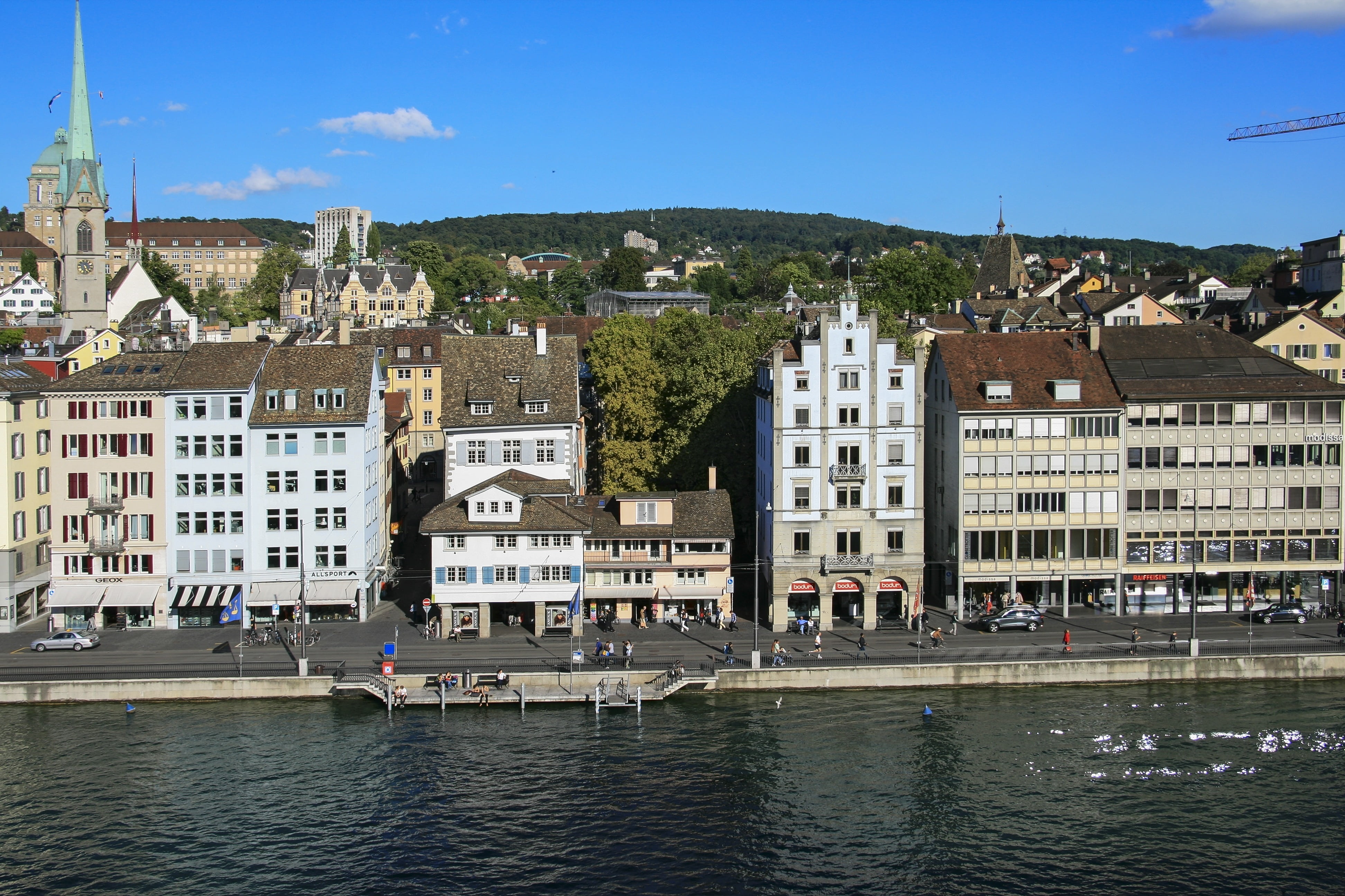 building exterior, architecture, homes, swiss confederation, travel, famous Place, river, europe, town, house, tourism, water, building, waterfront, outdoors, HD Wallpaper