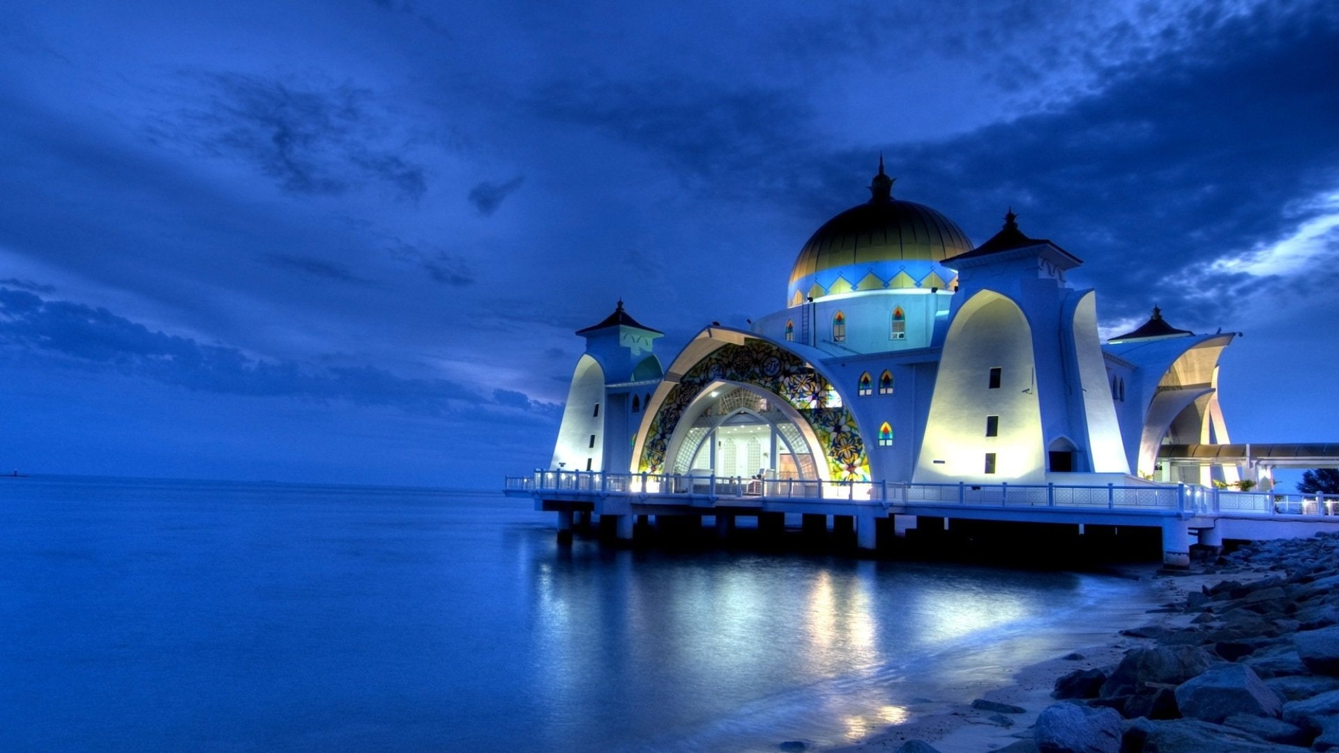 Malacca Straits Mosque, 1080P, Mosques, Mosque, Malaysia, Malacca, HD Wallpaper