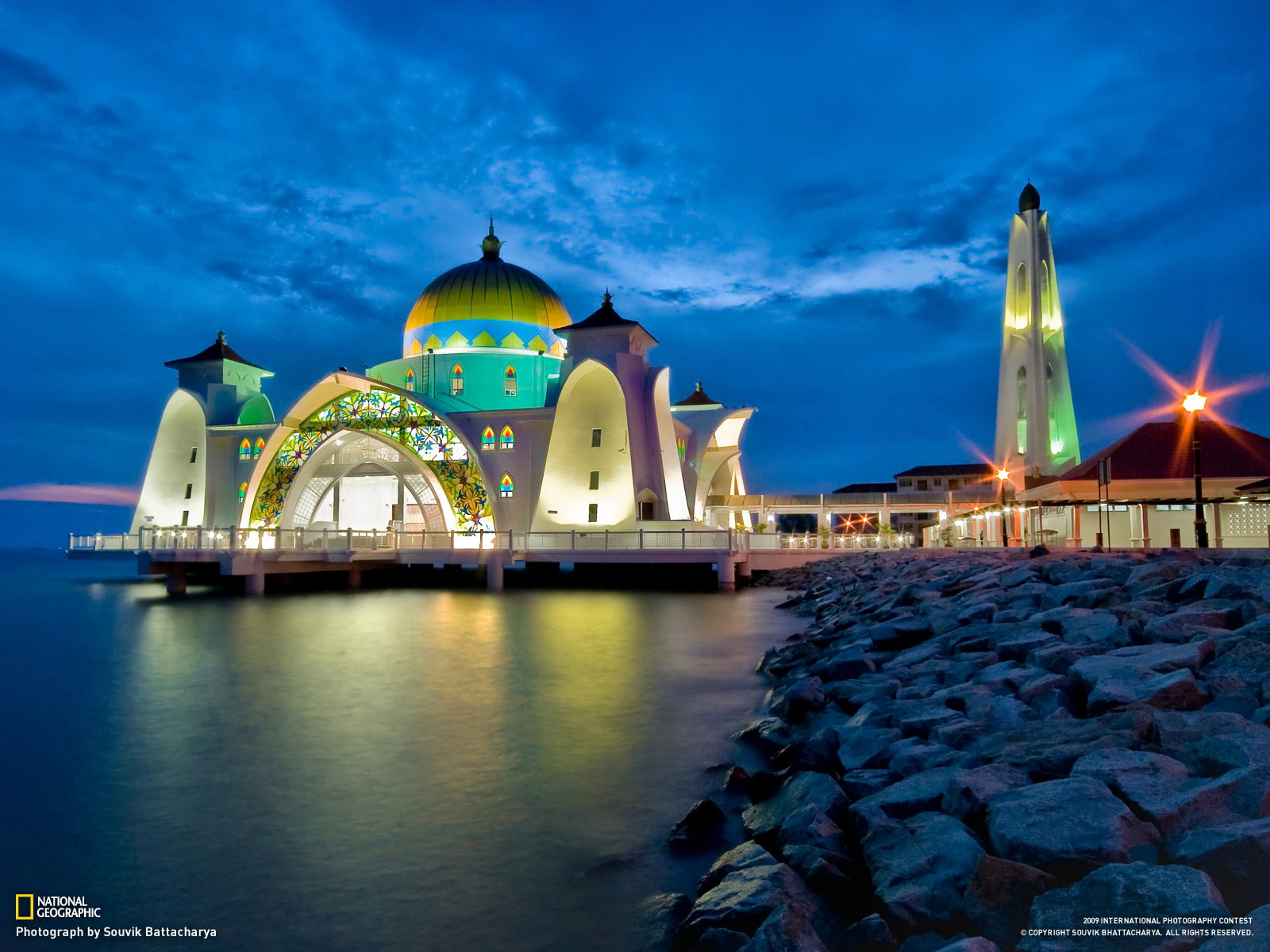 720P, Mosques, Malacca Straits Mosque, HD Wallpaper