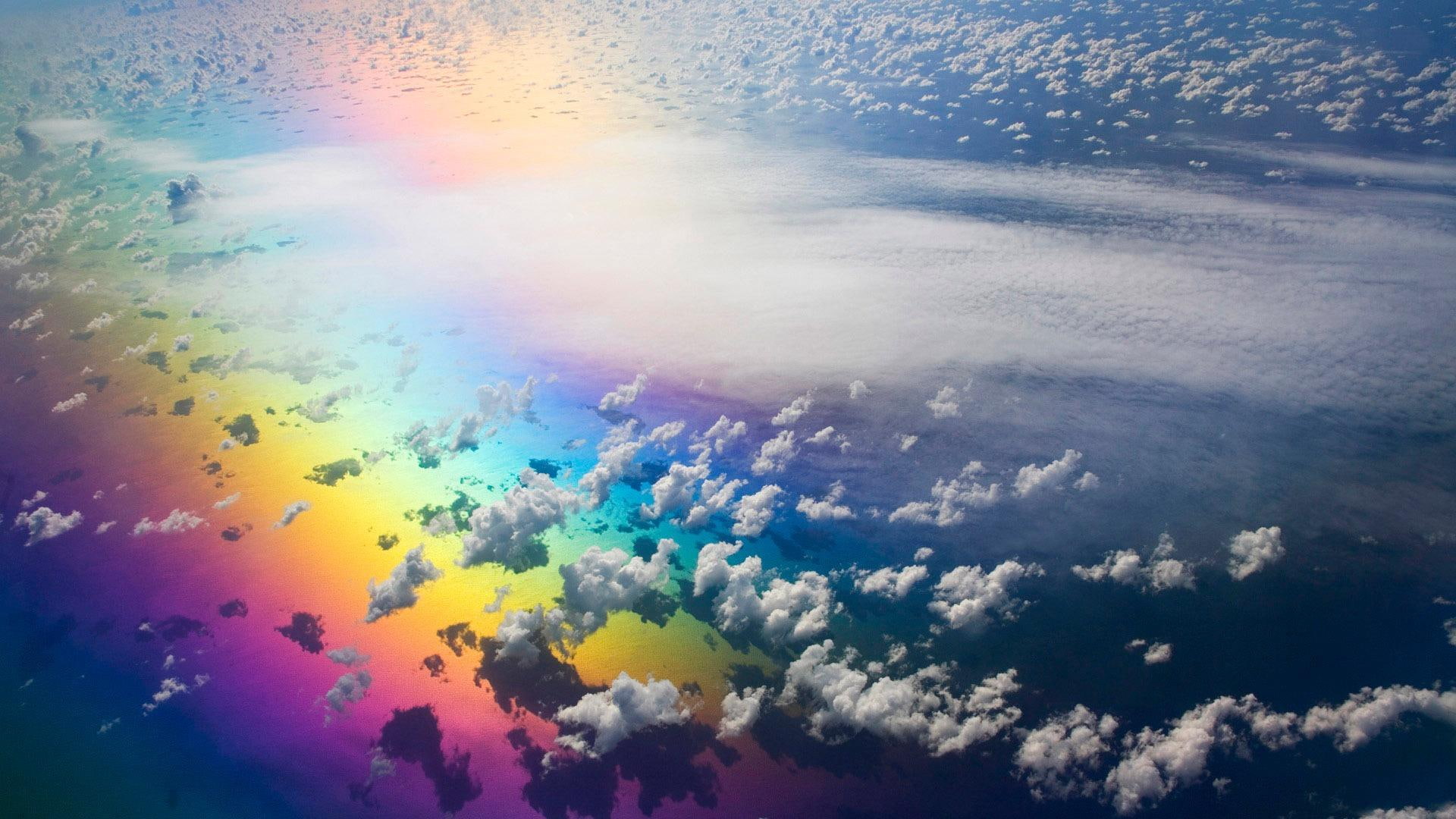 3d and abstract, rainbow, clouds, ocean, nature, 1080P, HD Wallpaper