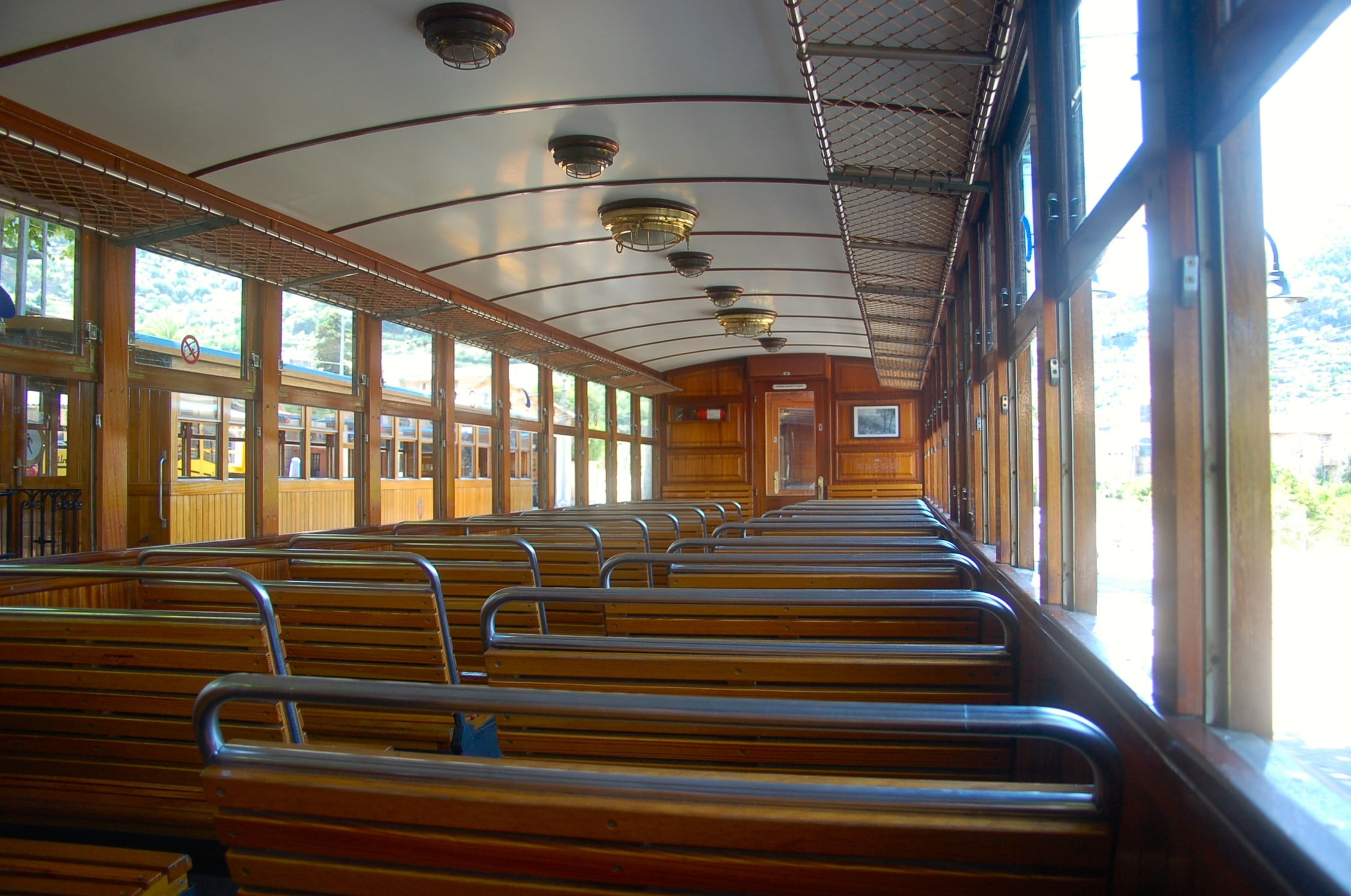 train, chair, ceiling, seat, repetition, vehicle interior, in a row, wagon, lighting equipment, architecture, day, railway, absence, no people, public transportation, HD Wallpaper