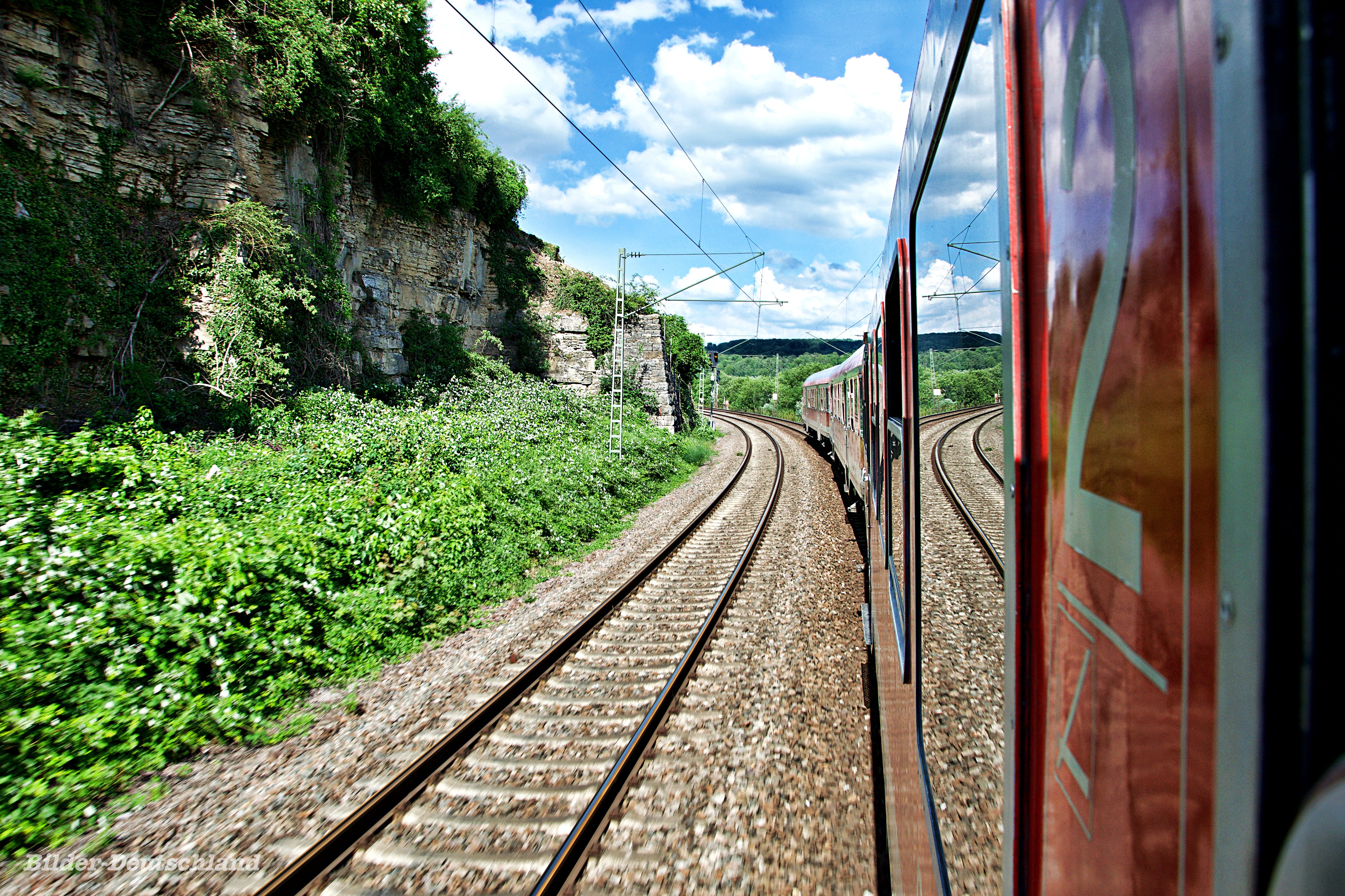 sit, train, day, on the go, cloud - sky, 5K, wagon, zugfahrt, norddeich, nature, no people, locomotive, empty, traffic, railroad track, transportation, HD Wallpaper