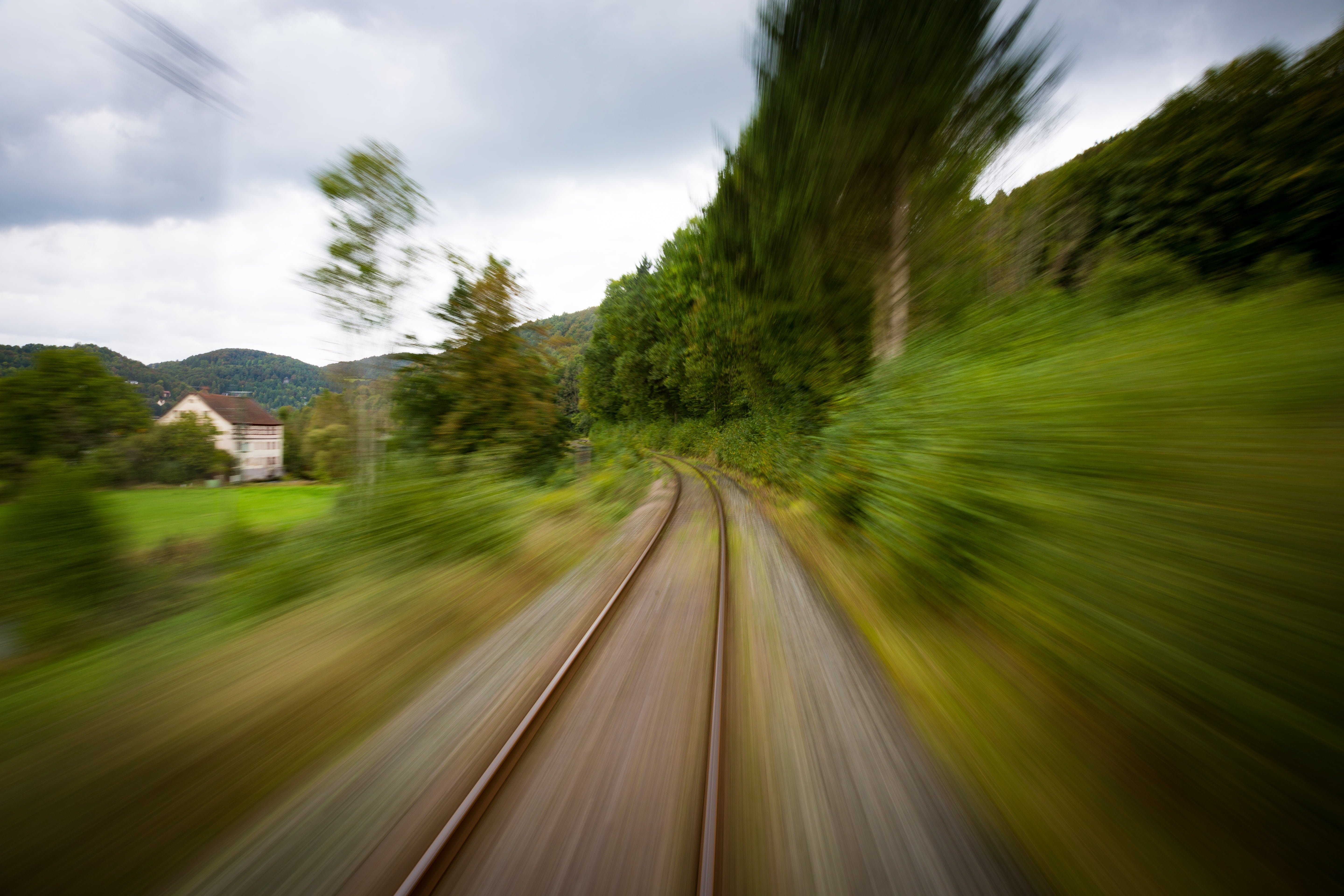pebble, carbon, speed, backwards, sky, architecture, the way forward, steigerwald, zugfahrt, steel, railway, seemed, antique, outdoors, tree, wipe effect, HD Wallpaper