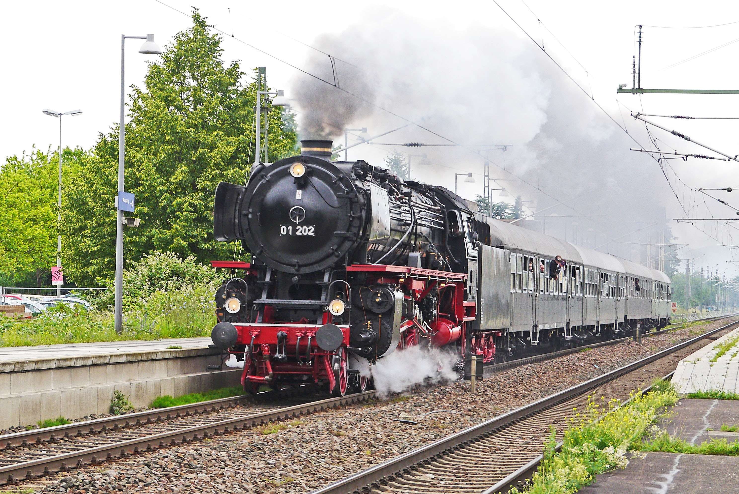 nostalgia, plan steam, rail traffic, track, train, plant, train - vehicle, historically, railroad track, tree, platform, day, motion, transportation, zugfahrt, HD Wallpaper