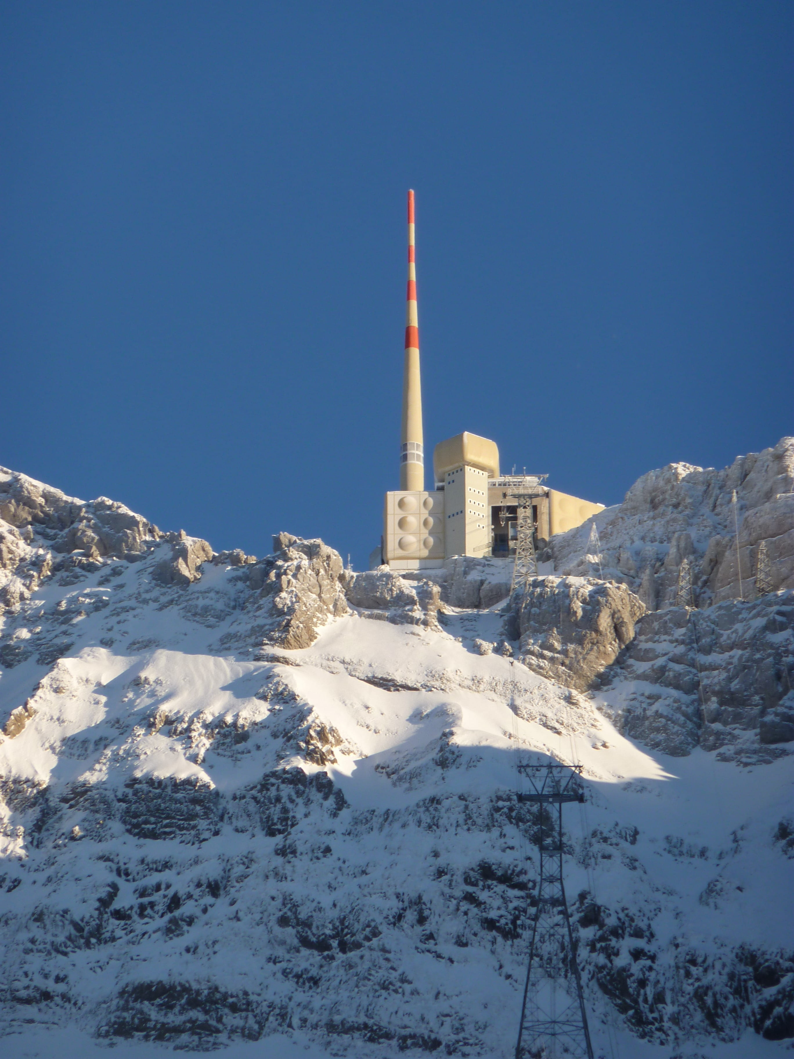 nature, building, cold temperature, cell towers, appenzell, travel, switzerland, clear sky, day, winter, built structure, switzerland säntis, snow, travel destinations, Phone HD Wallpaper