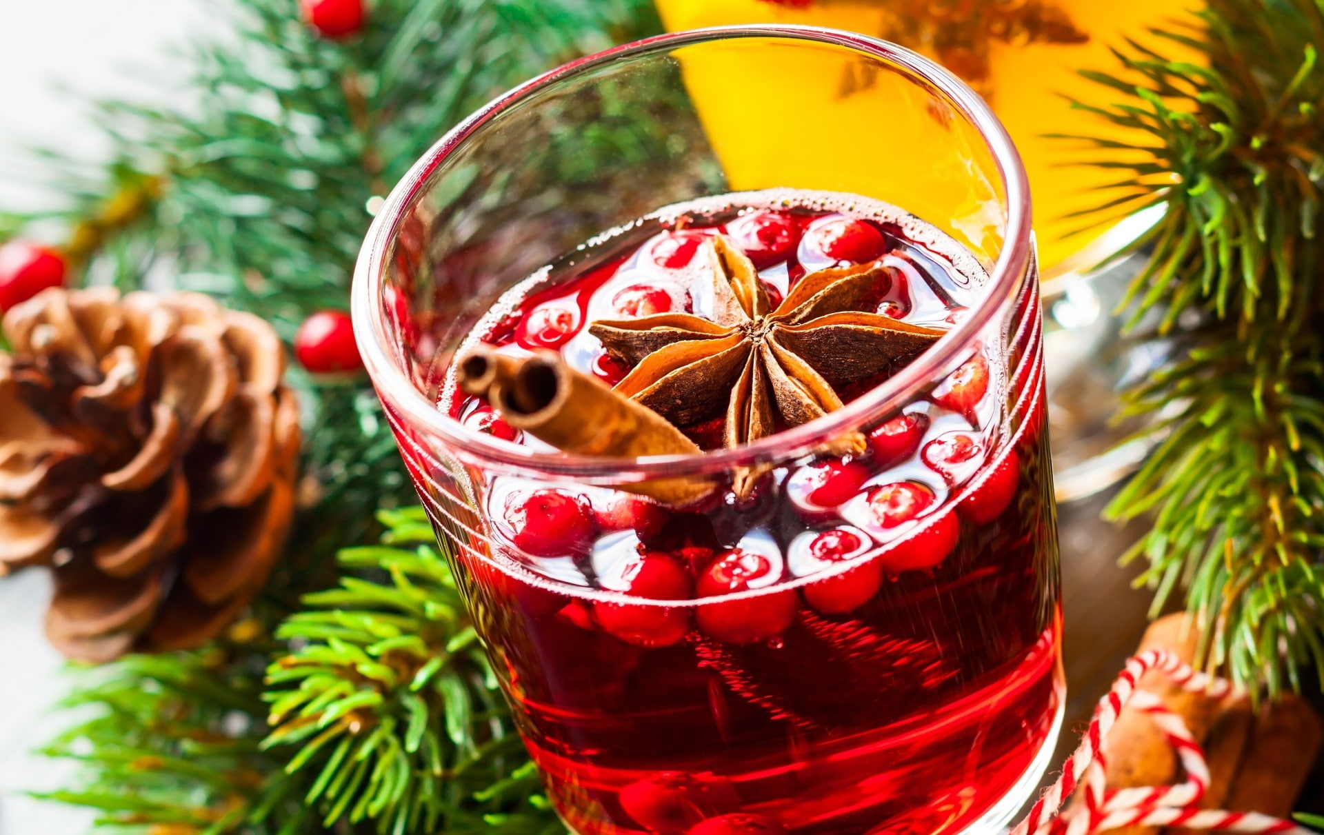 decoration, christmas decoration, no people, drink, table, glass, focus on foreground, pine cone, red, indoors, holiday, nature, still life, coctails  of windows, HD Wallpaper