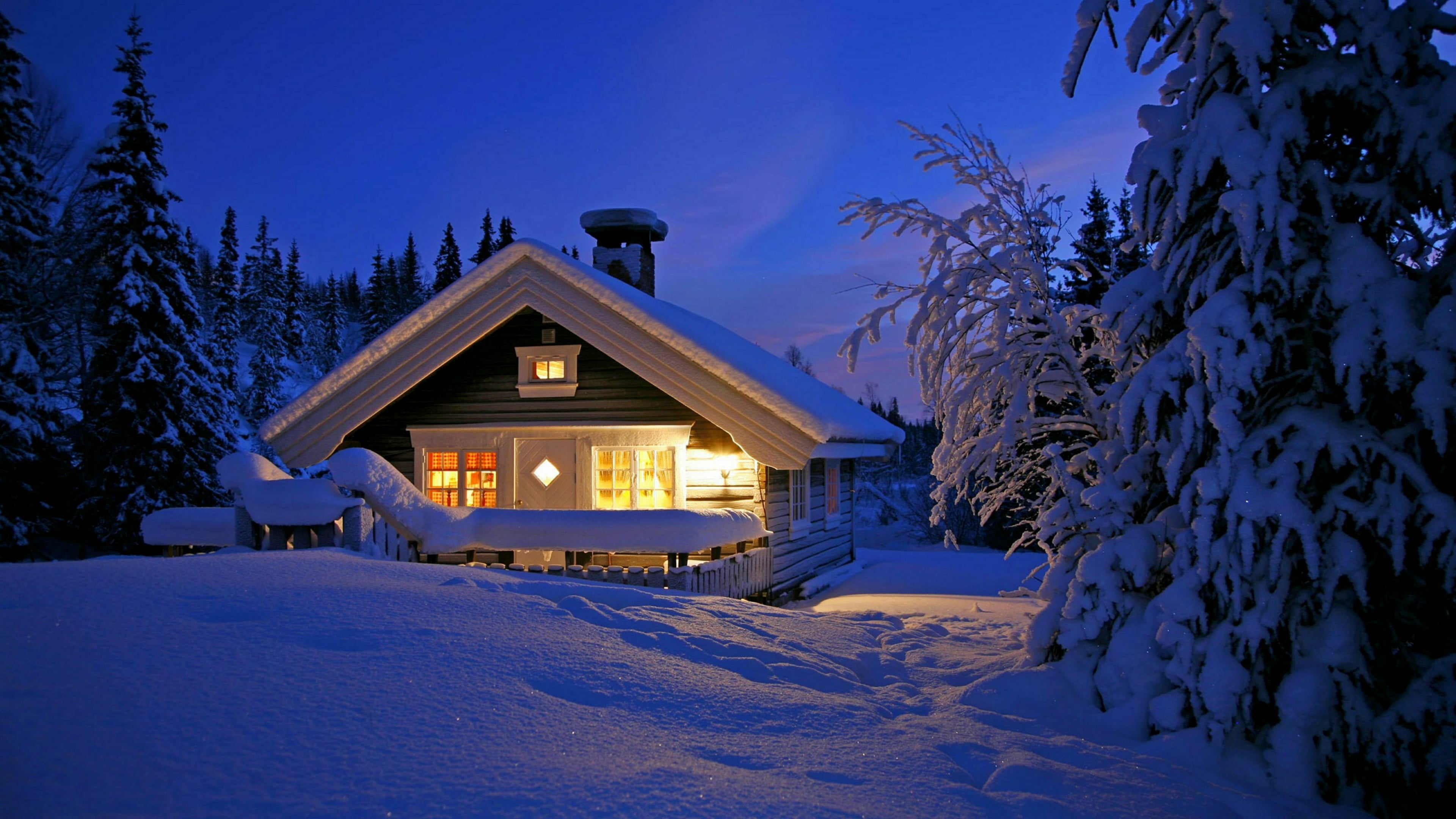 built structure, building exterior, log cabin, plant, snow, romantic, evening, snow capped, winter, tranquil scene, cottage, cold temperature, sky, scenics - nature, HD Wallpaper