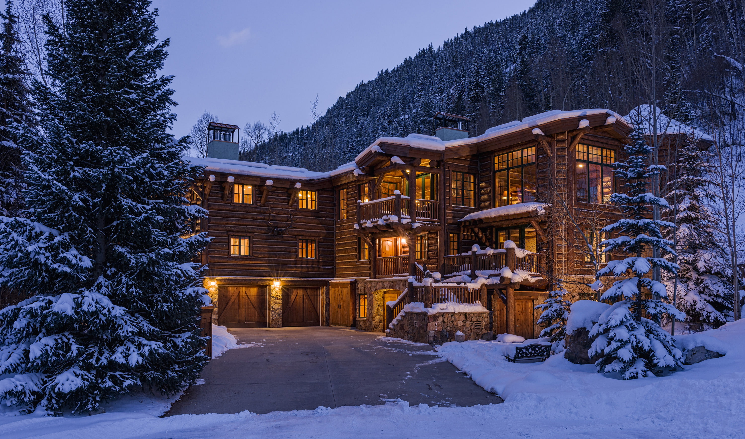 no people, frozen, holiday, night, plant, tree, cold temperature, architecture, building exterior, ice, wooden, forest, building, the wood, illuminated, HD Wallpaper