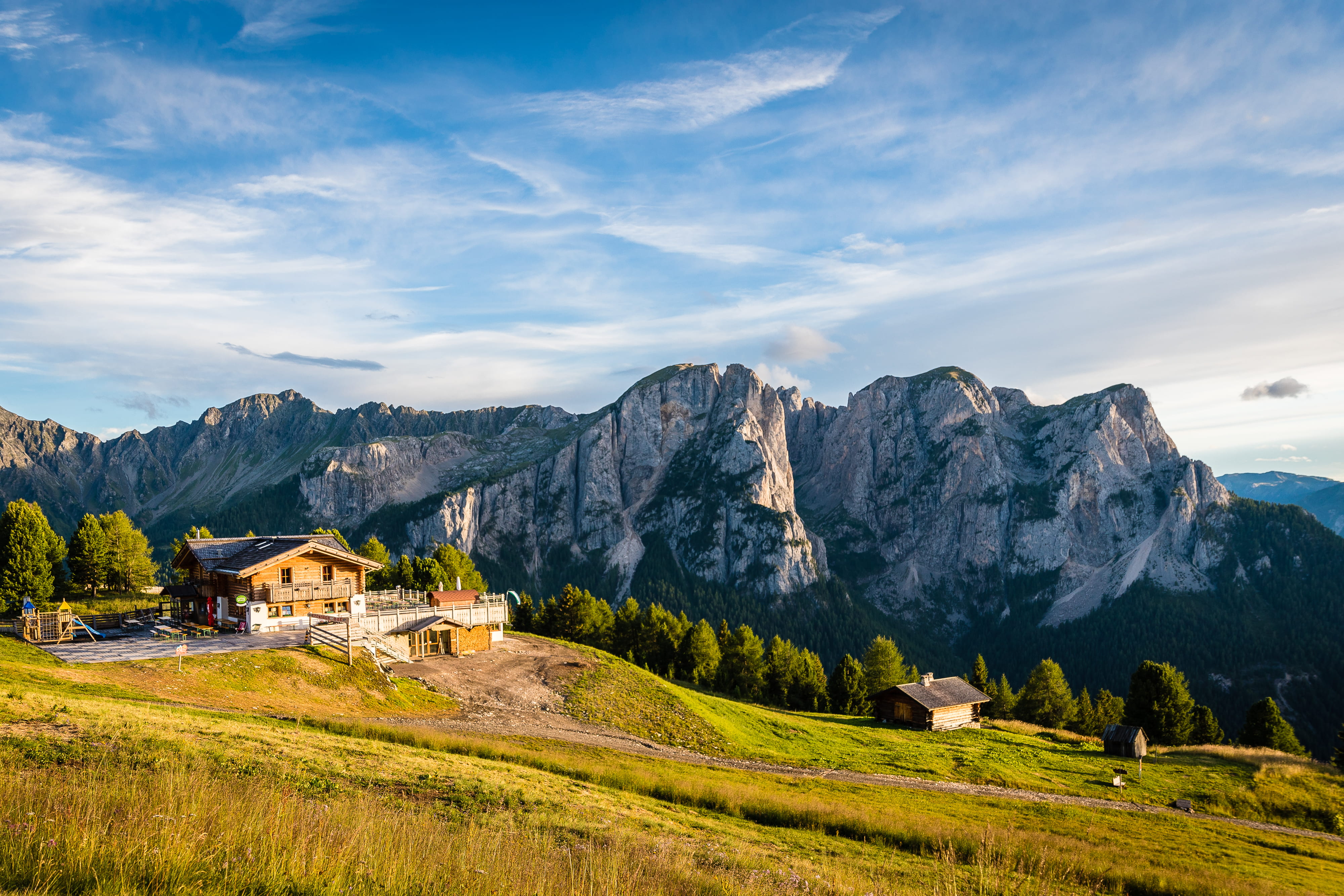environment, land, tree, nature, scenics - nature, mountain, idyllic, mountain peak, hut, non-urban scene, chalet, concrete, plant, tranquility, 4K, cloud, HD Wallpaper