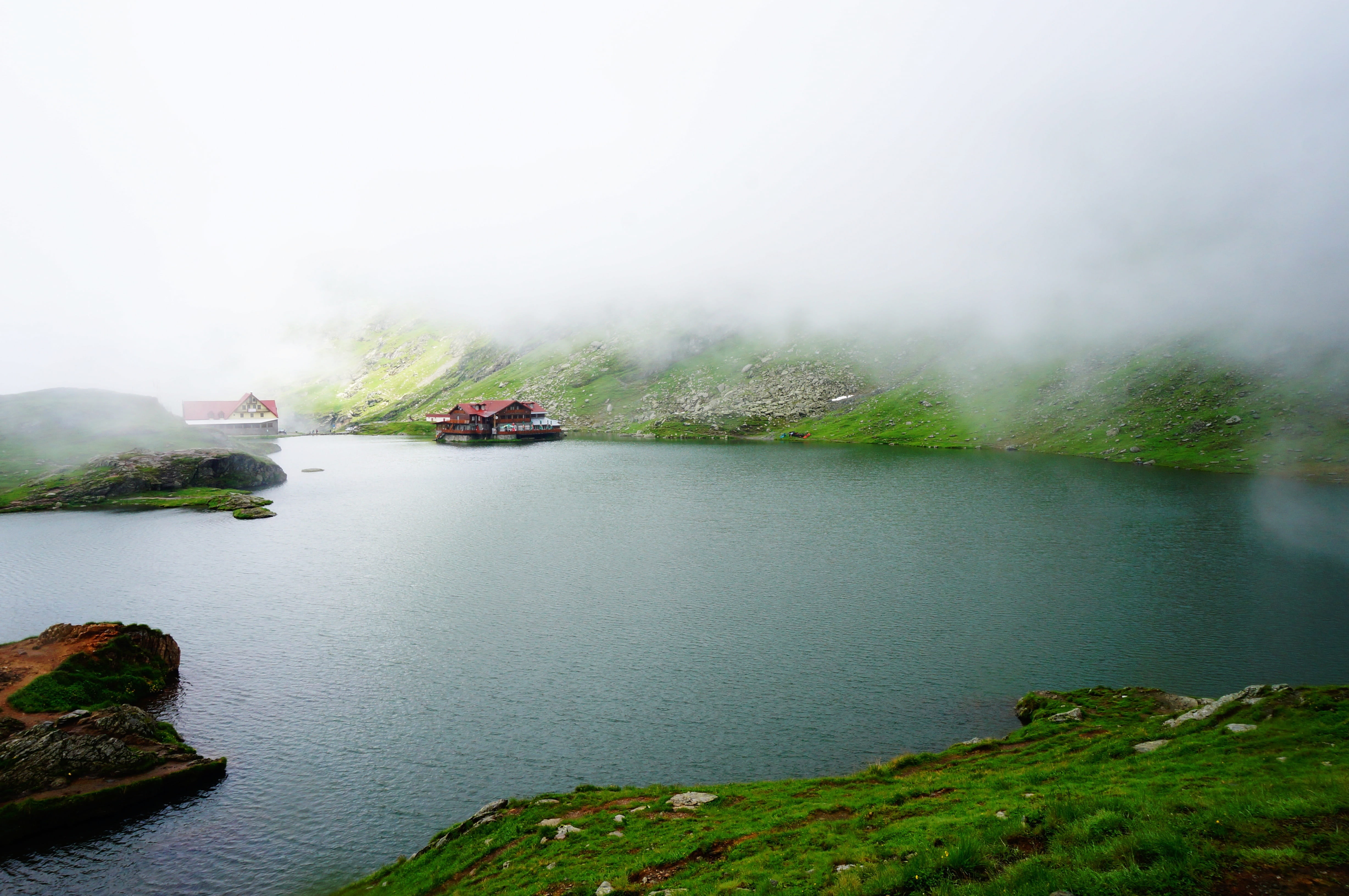 plant, balea, nautical vessel, ripple, no people, transportation, mountains, rock, day, 4K, water, travel, lake, field, tranquility, chalet, environment, HD Wallpaper