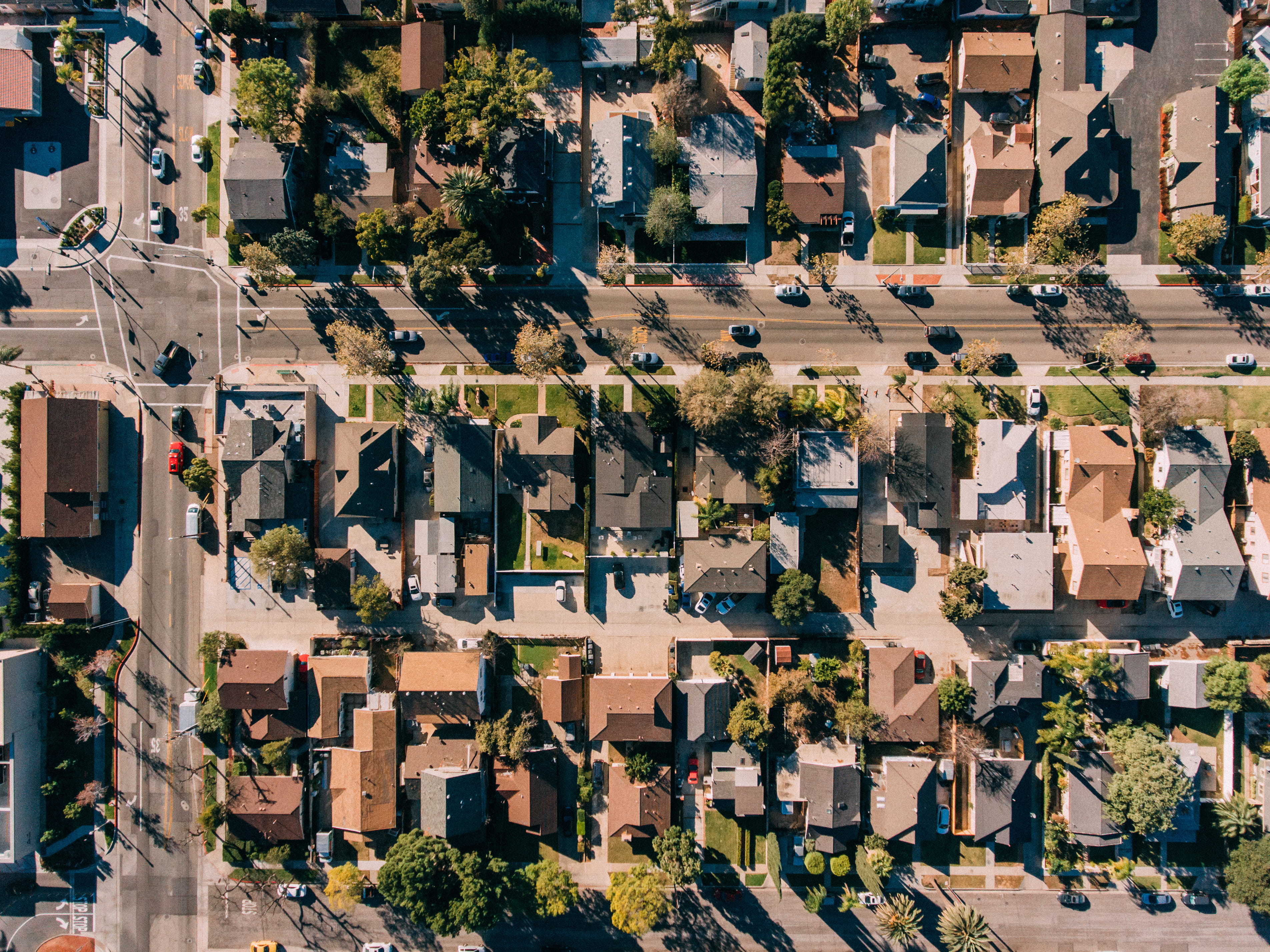 full frame, photography, day, built structure, nature, urban, condo, daytime, land vehicle, building exterior, scenery, outdoors, tree, houses, orange, HD Wallpaper