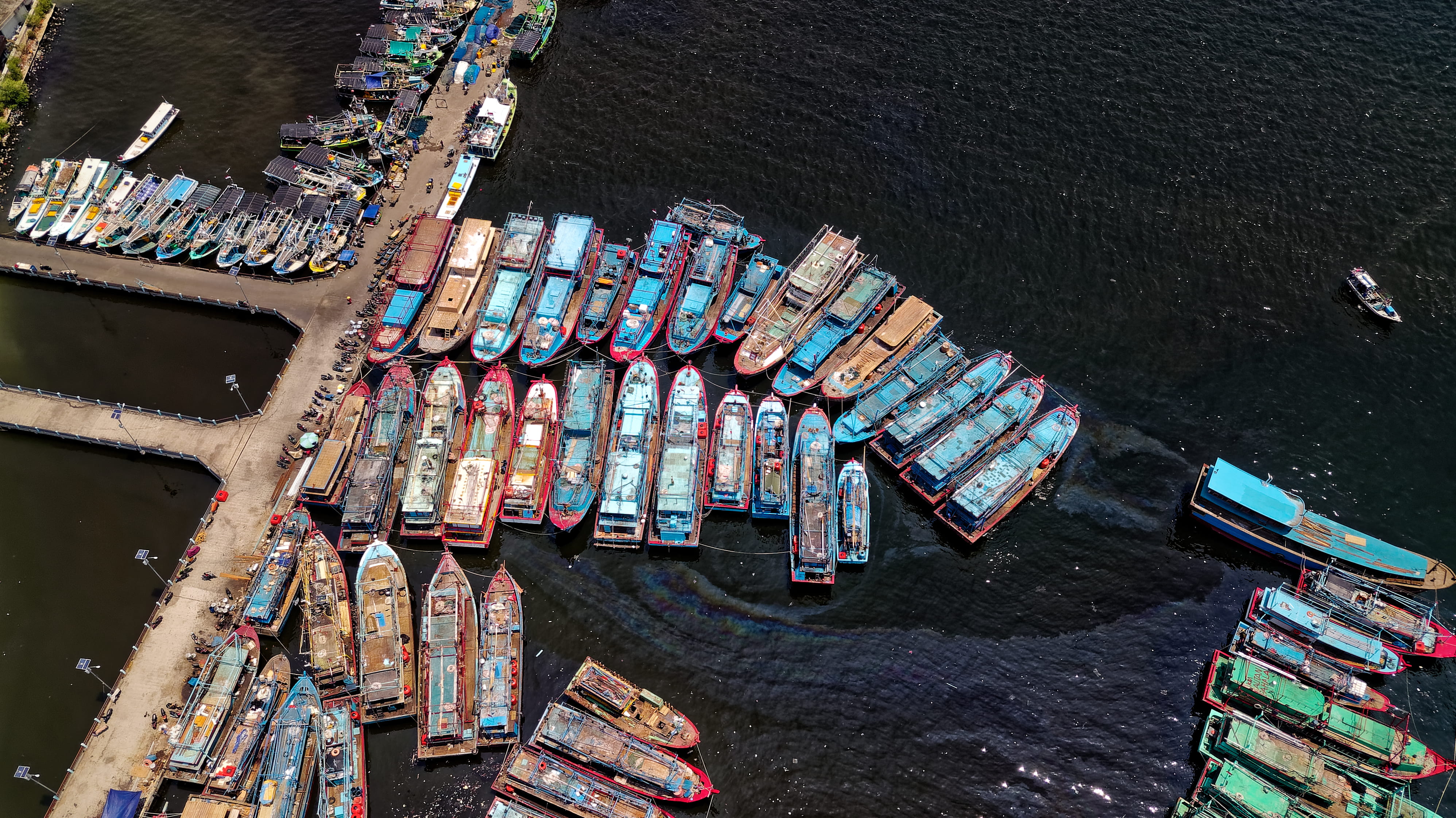 ocean, photography, water, docks, aerial shot, nature, large group of objects, birds eye view, landscape, transportation system, commercial dock, 4K, architecture, HD Wallpaper