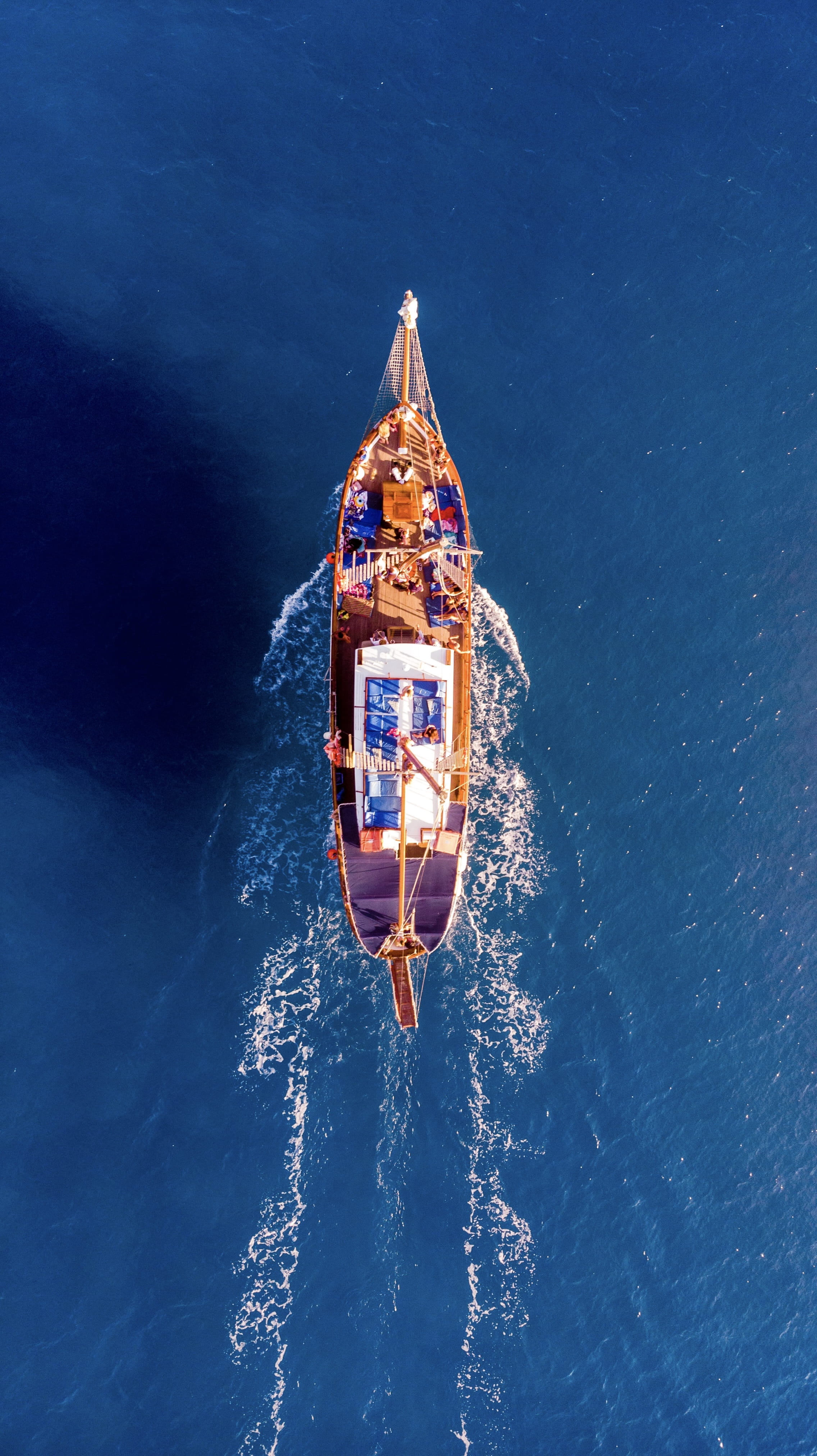 sailboat, mode of transportation, cape greko, sea, sky, vessel, leisure activity, blue, aerial, vehicle, motion, no people, sunlight, waterfront, transportation, Phone HD Wallpaper