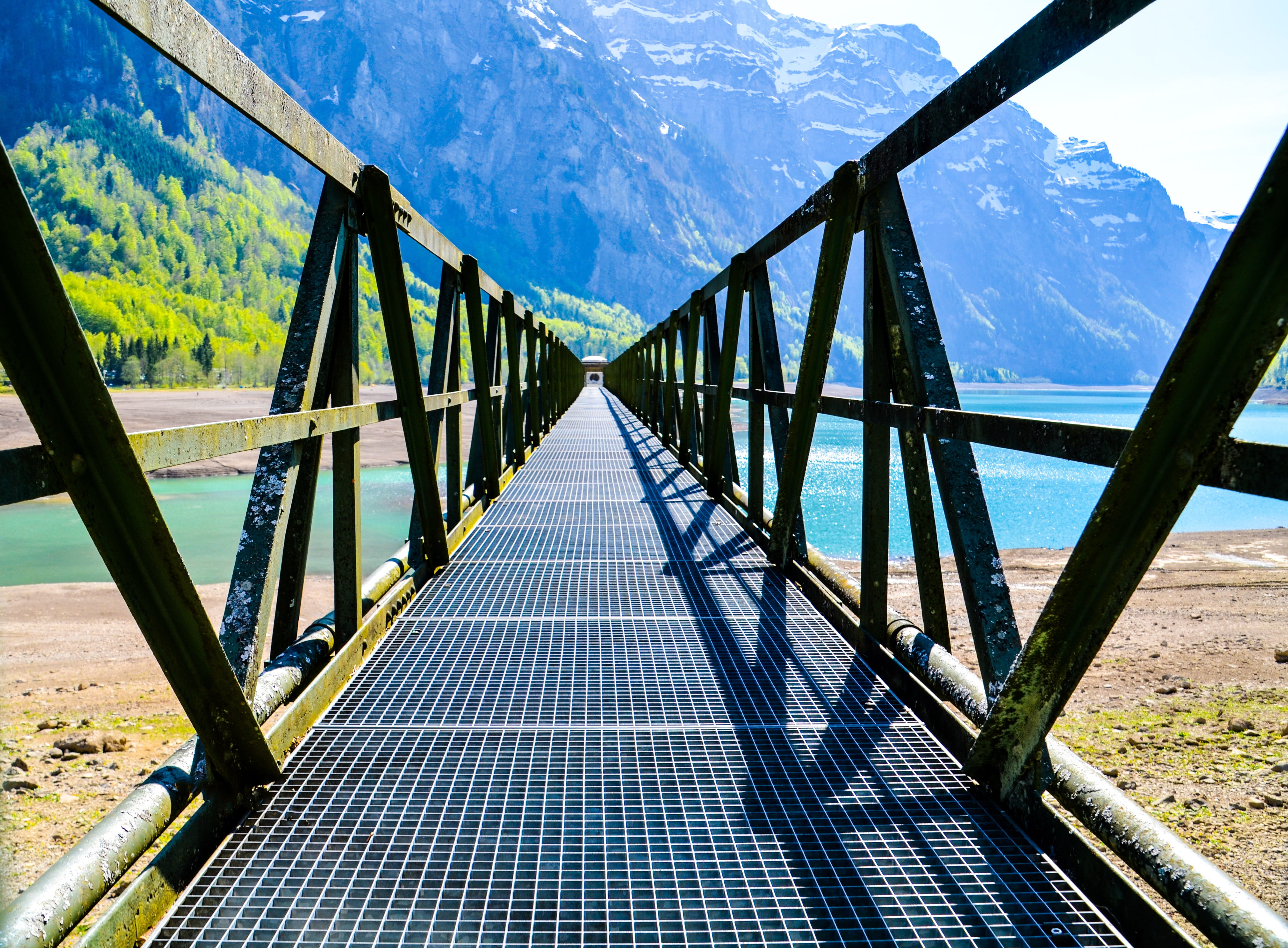 away, no people, architecture, outdoors, transportation, water overflow, beauty in nature, scenics - nature, sky, mountain, diminishing perspective, 4K, HD Wallpaper